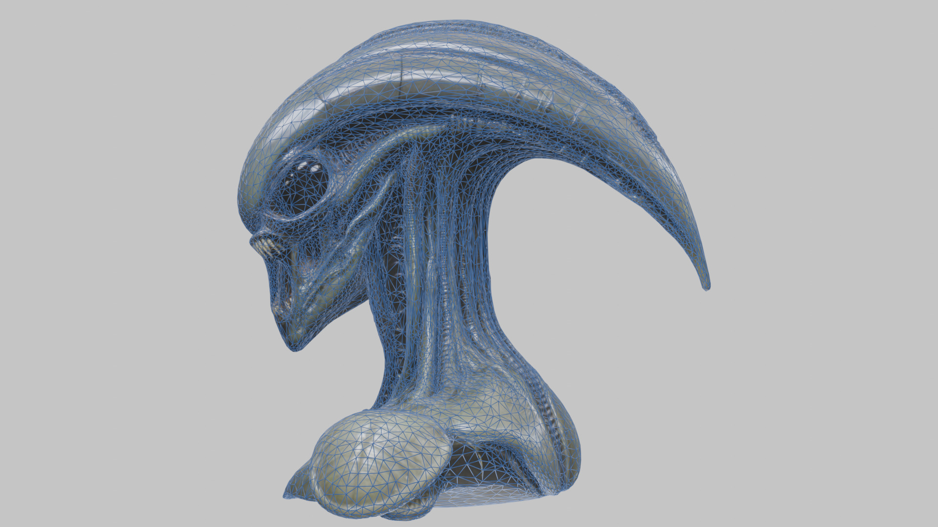 Alien Xenomorph Head Bust 3 texture Version Low-poly 3D model_58