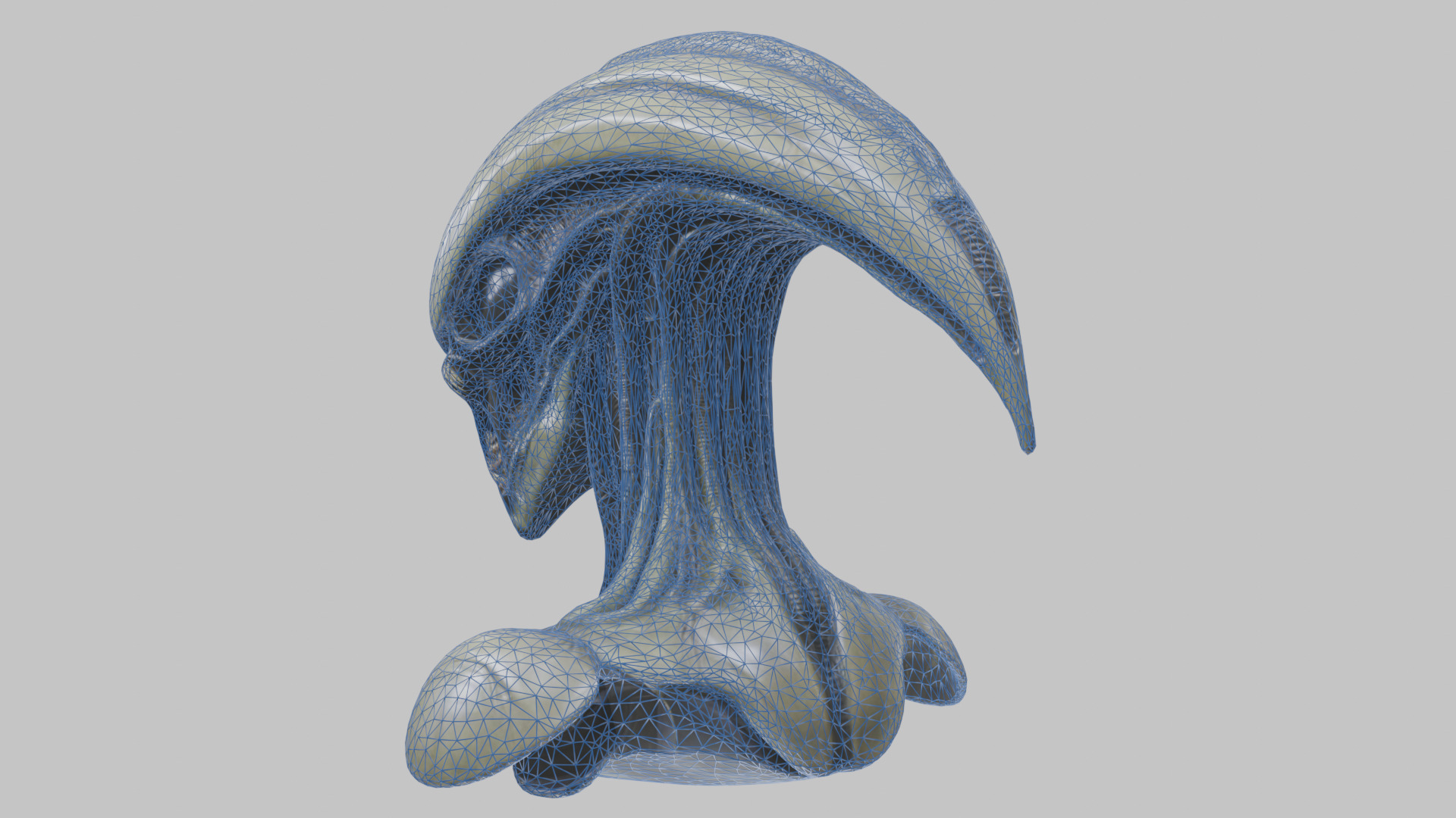 Alien Xenomorph Head Bust 3 texture Version Low-poly 3D model_82