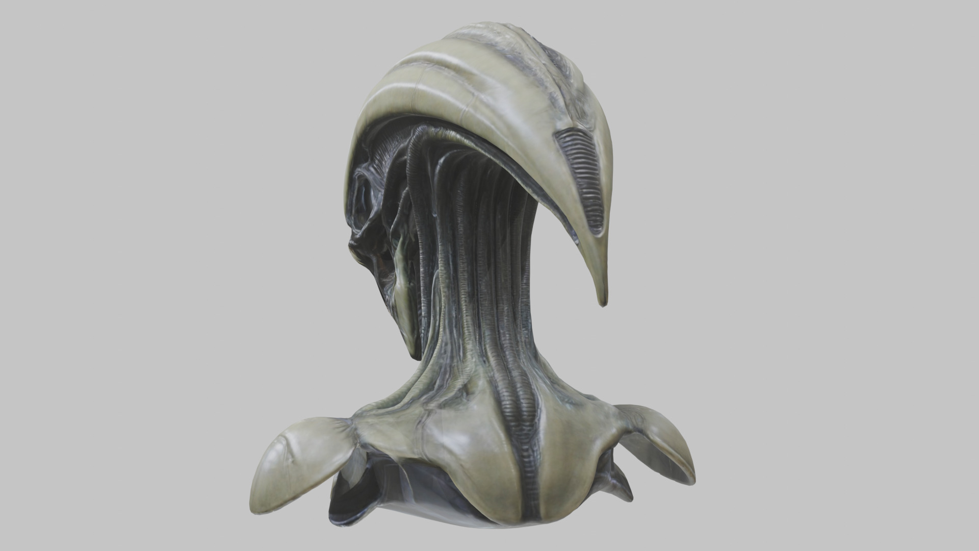 Alien Xenomorph Head Bust 3 texture Version Low-poly 3D model_86