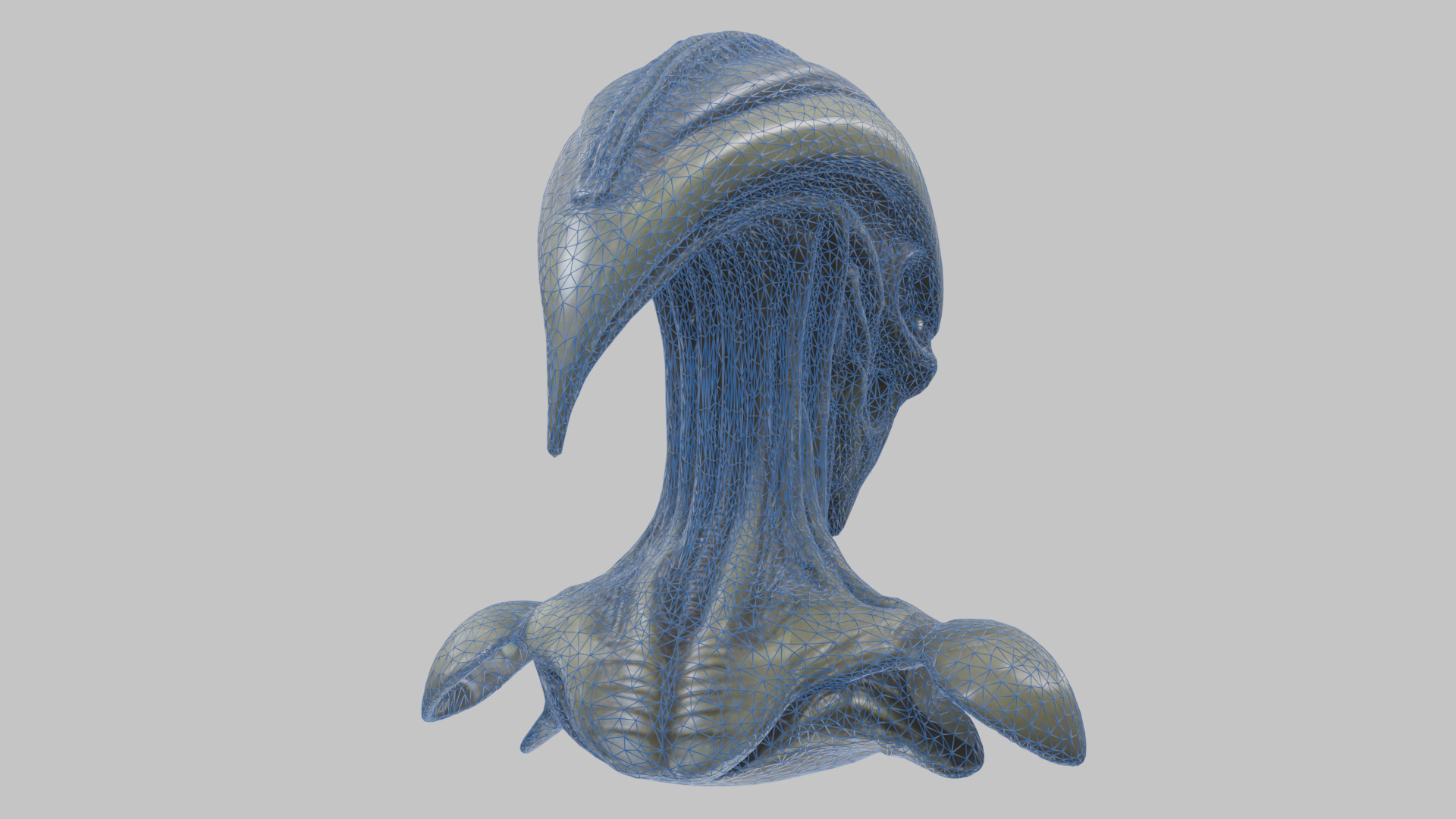 Alien Xenomorph Head Bust 3 texture Version Low-poly 3D model_22