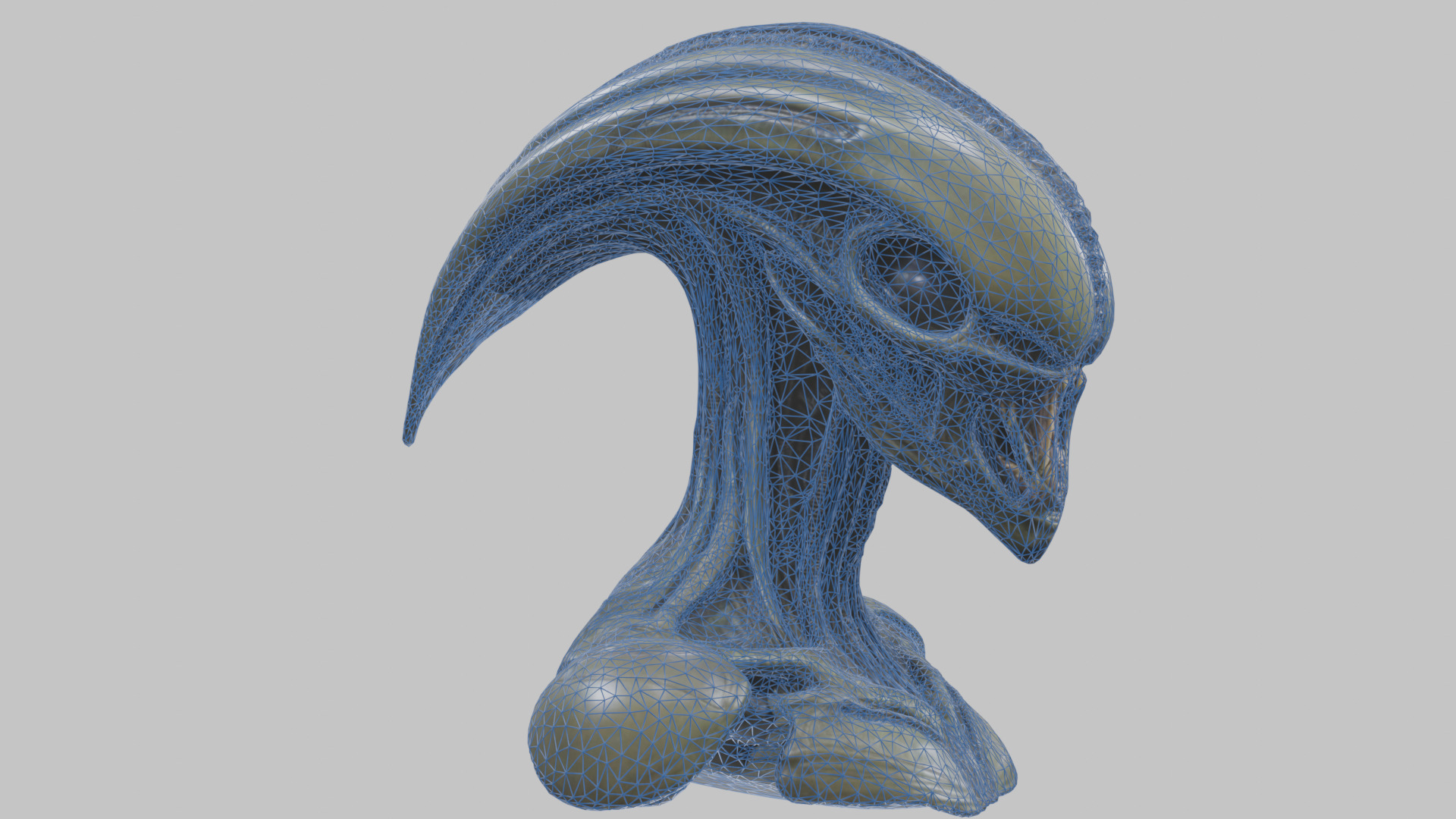 Alien Xenomorph Head Bust 3 texture Version Low-poly 3D model_47