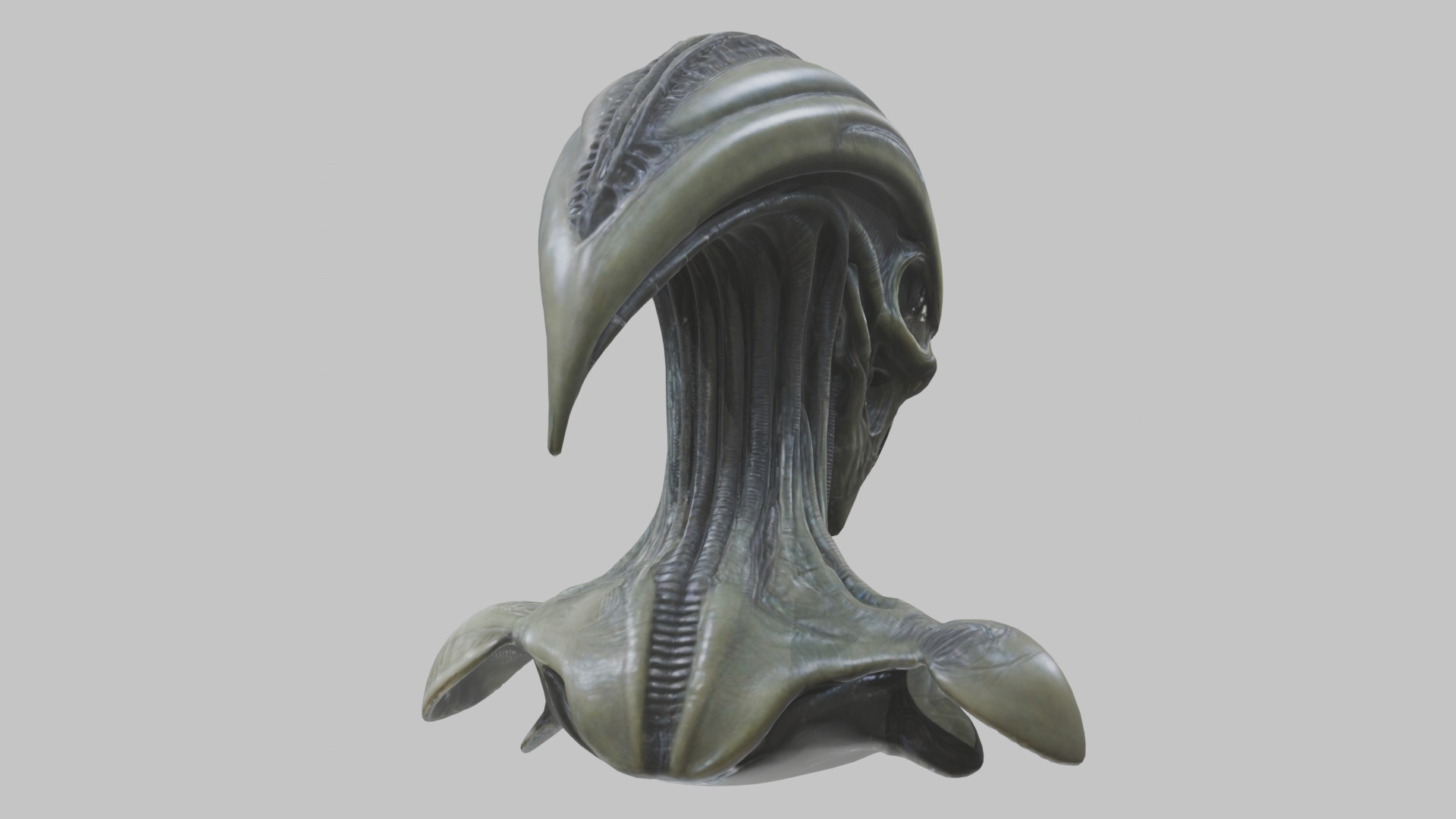 Alien Xenomorph Head Bust 3 texture Version Low-poly 3D model_39