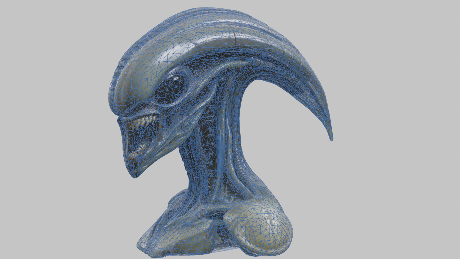 Alien Xenomorph Head Bust 3 texture Version Low-poly 3D model_54