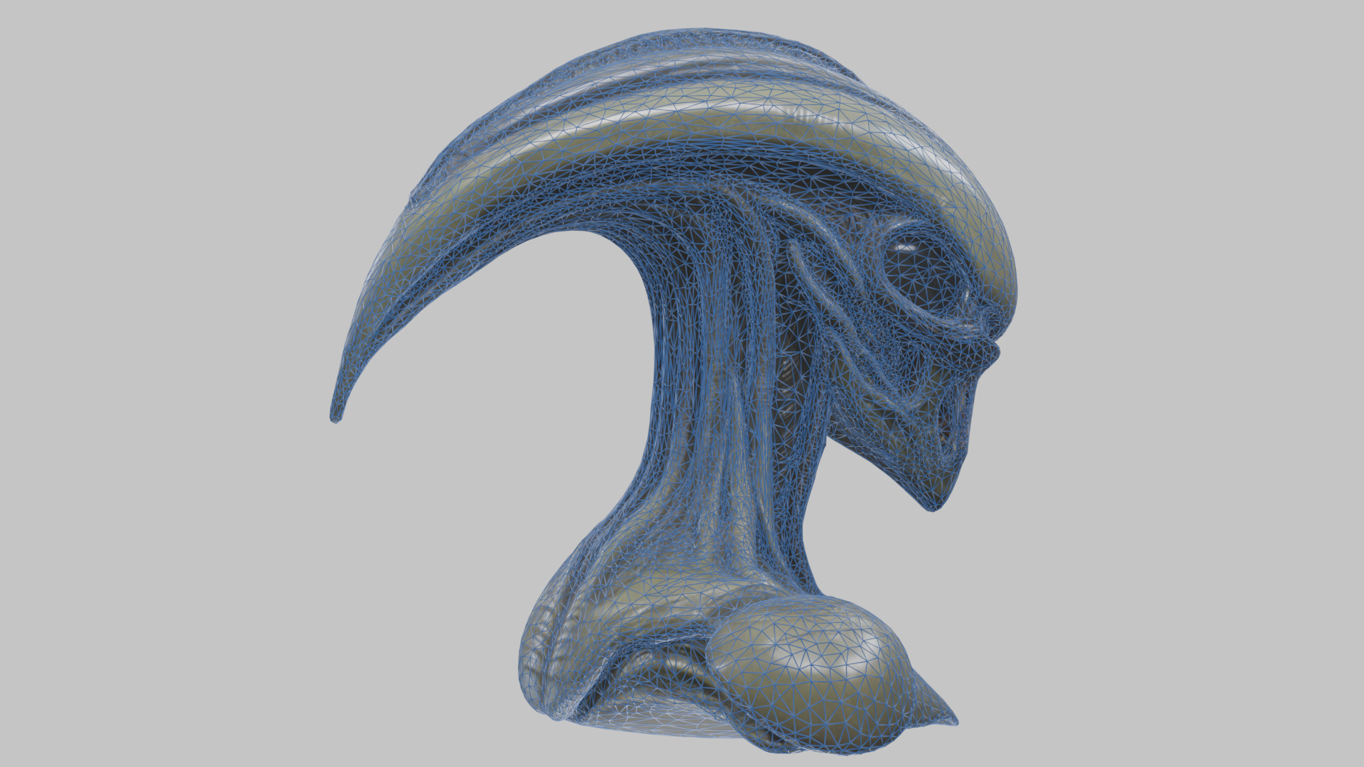 Alien Xenomorph Head Bust 3 texture Version Low-poly 3D model_27