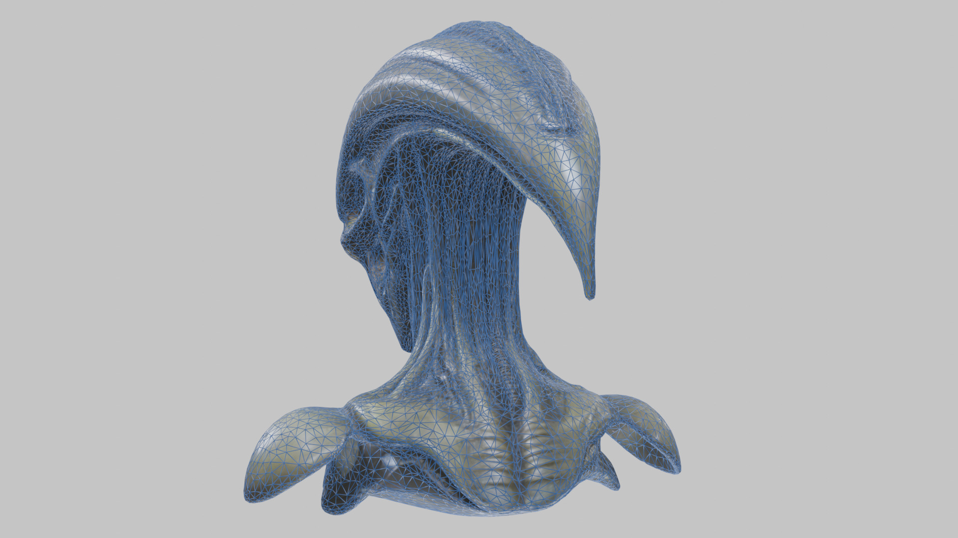 Alien Xenomorph Head Bust 3 texture Version Low-poly 3D model_11