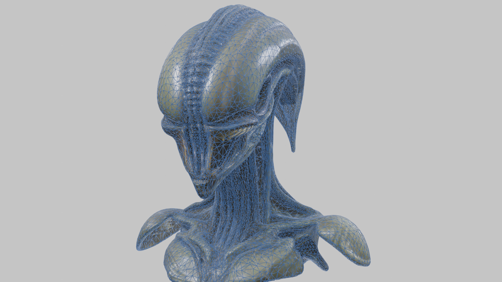 Alien Xenomorph Head Bust 3 texture Version Low-poly 3D model_46