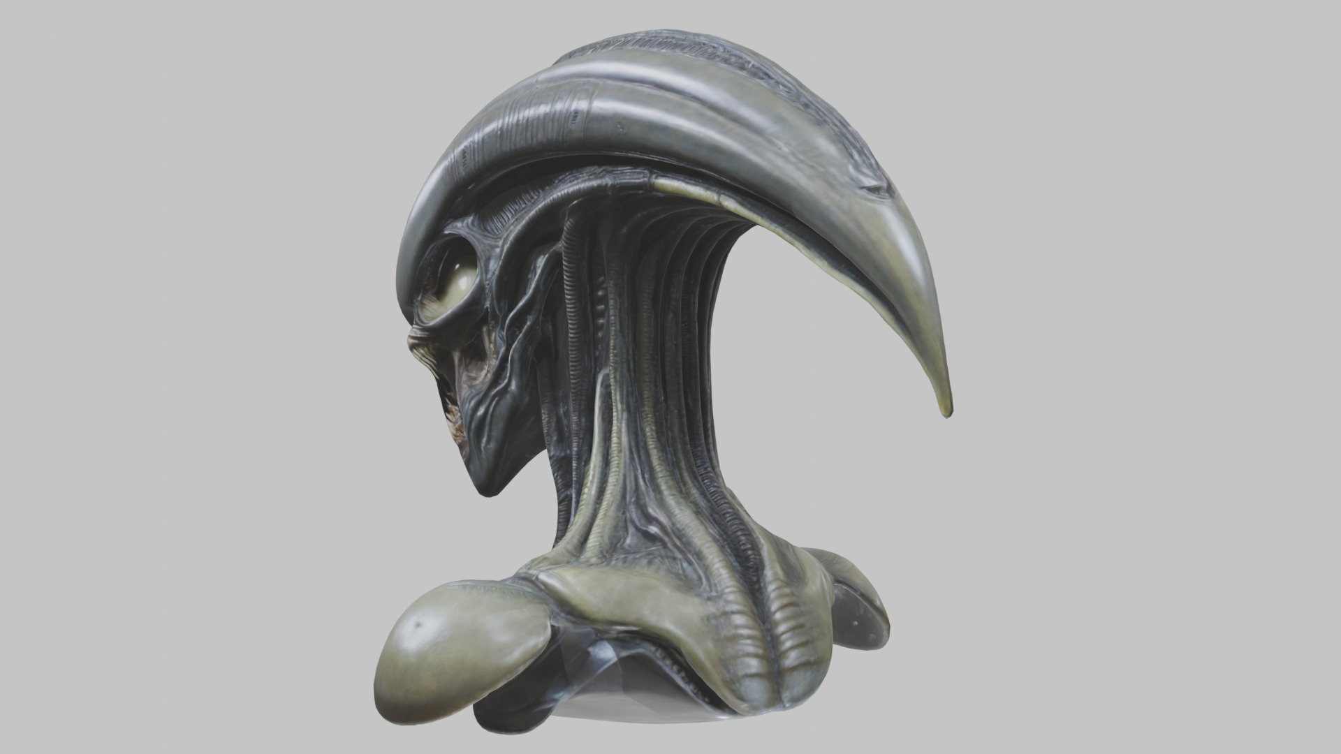 Alien Xenomorph Head Bust 3 texture Version Low-poly 3D model_23