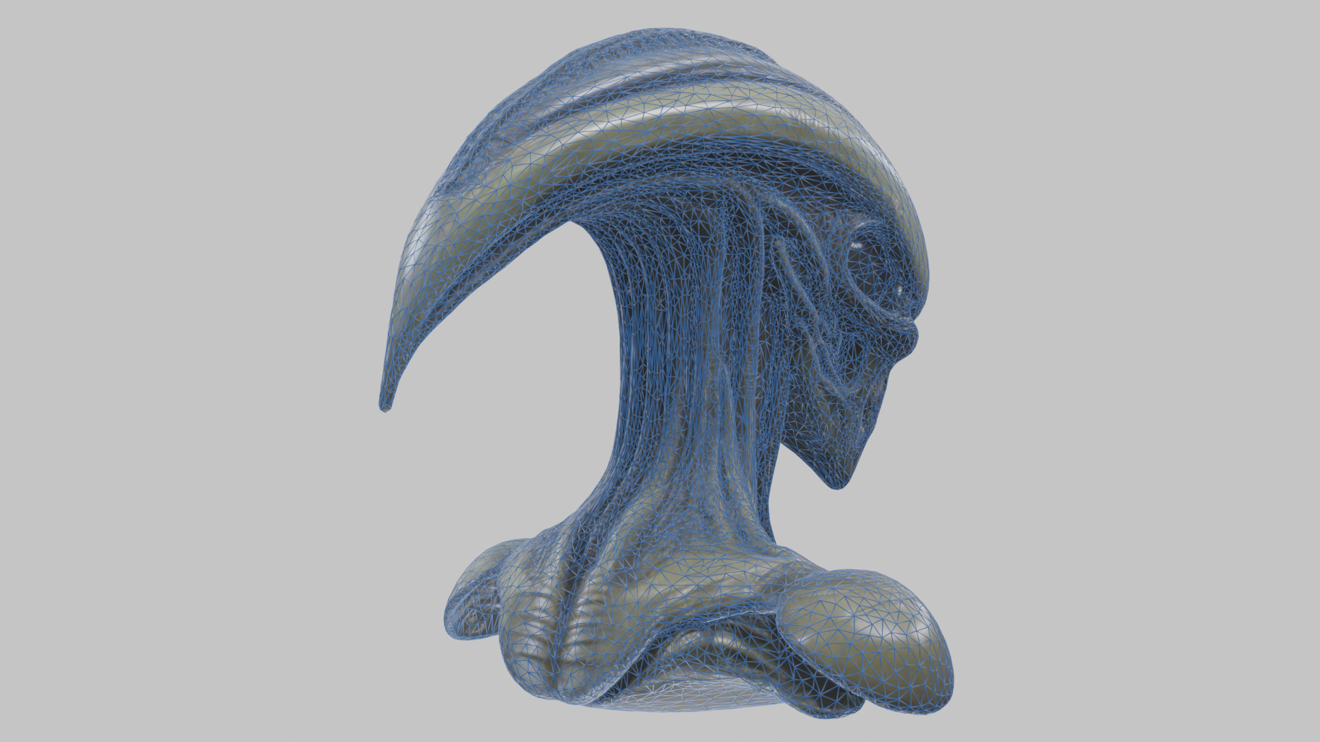 Alien Xenomorph Head Bust 3 texture Version Low-poly 3D model_13
