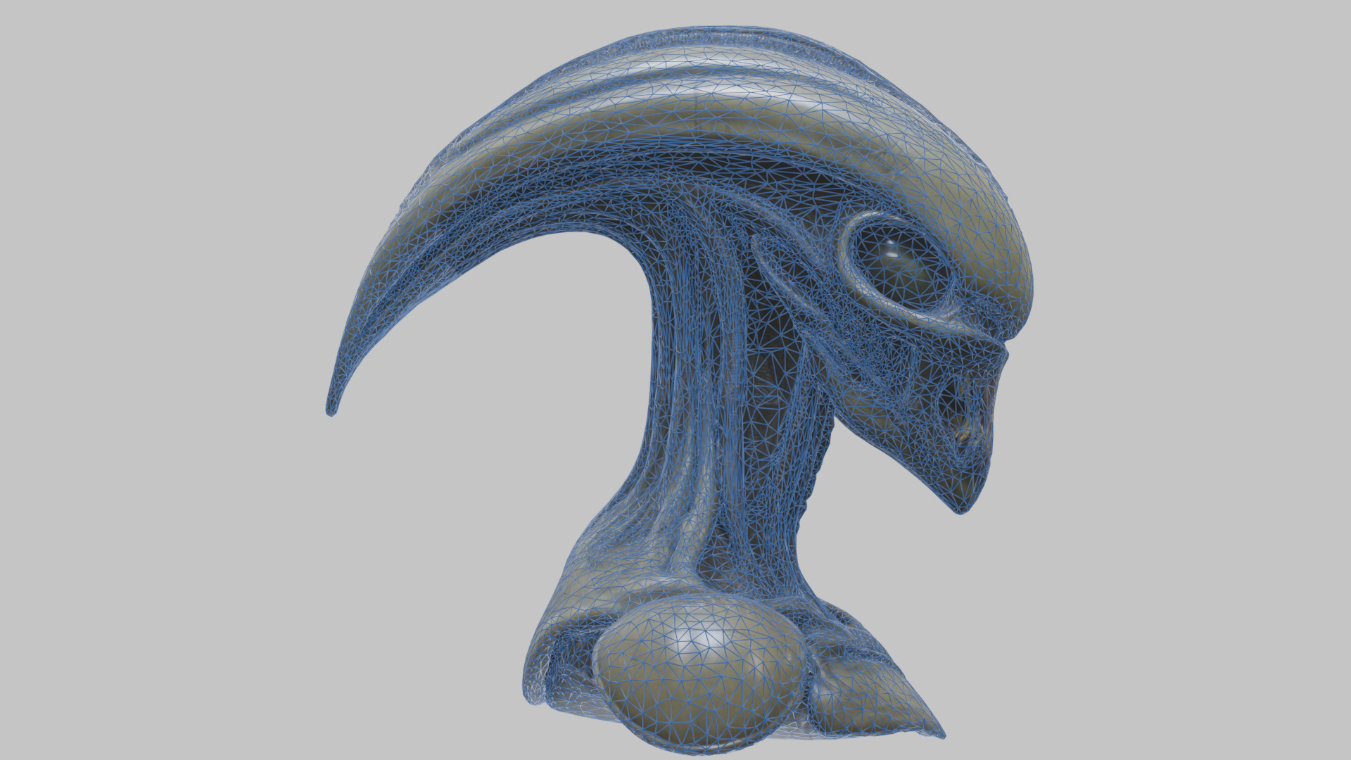 Alien Xenomorph Head Bust 3 texture Version Low-poly 3D model_78