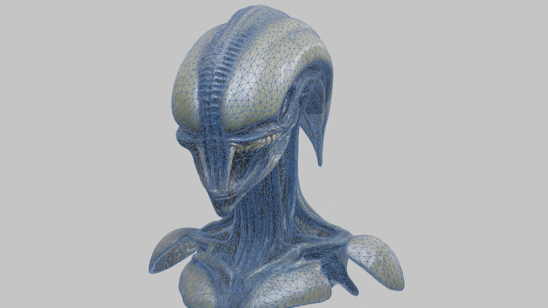 Alien Xenomorph Head Bust 3 texture Version Low-poly 3D model_90