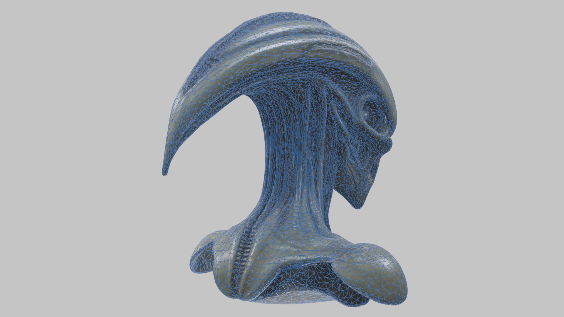 Alien Xenomorph Head Bust 3 texture Version Low-poly 3D model_63