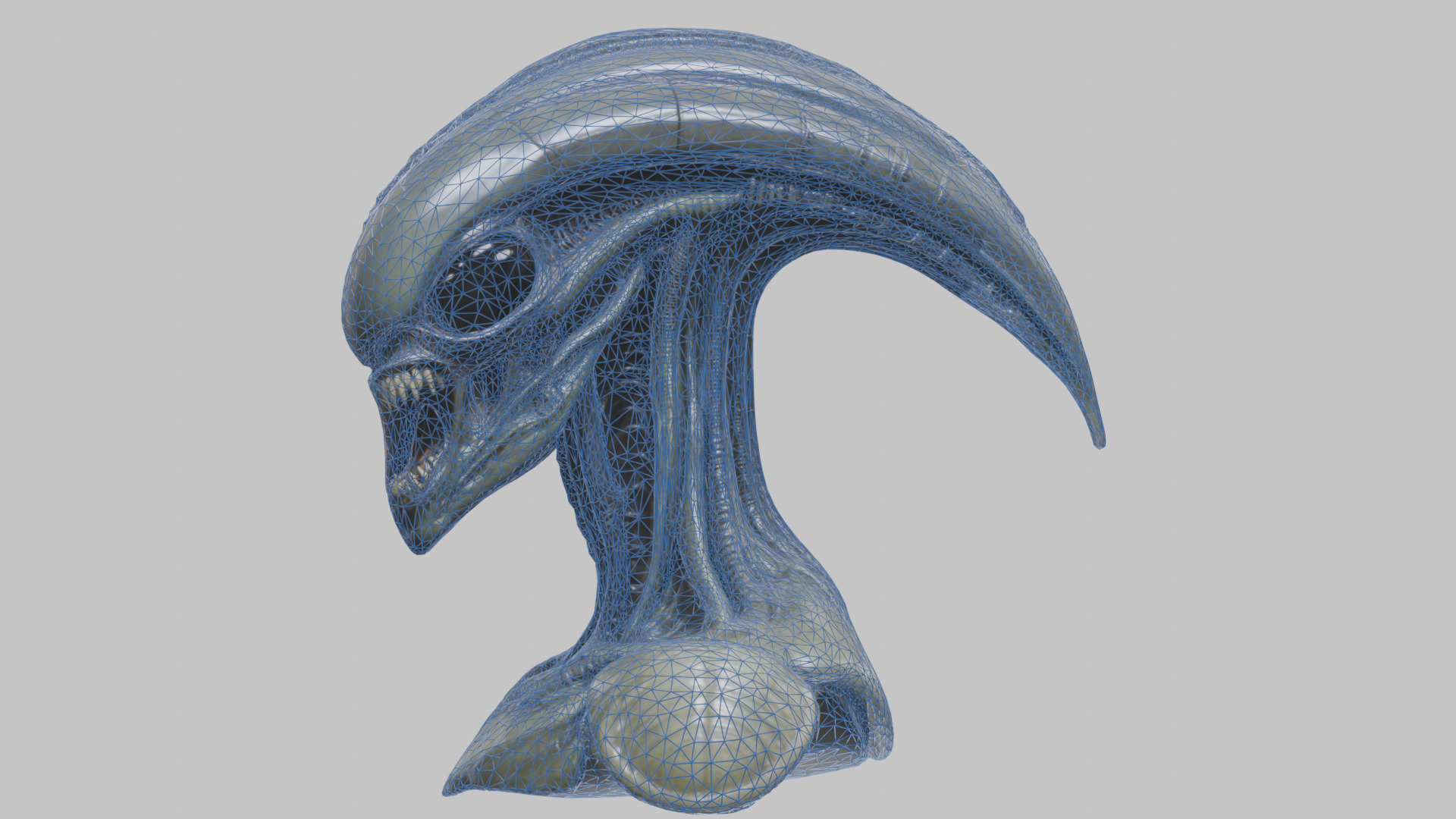 Alien Xenomorph Head Bust 3 texture Version Low-poly 3D model_53