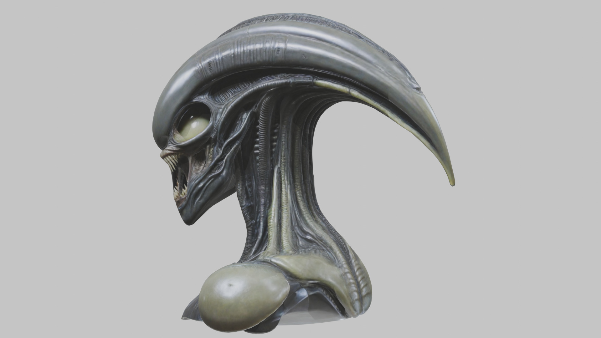 Alien Xenomorph Head Bust 3 texture Version Low-poly 3D model_20