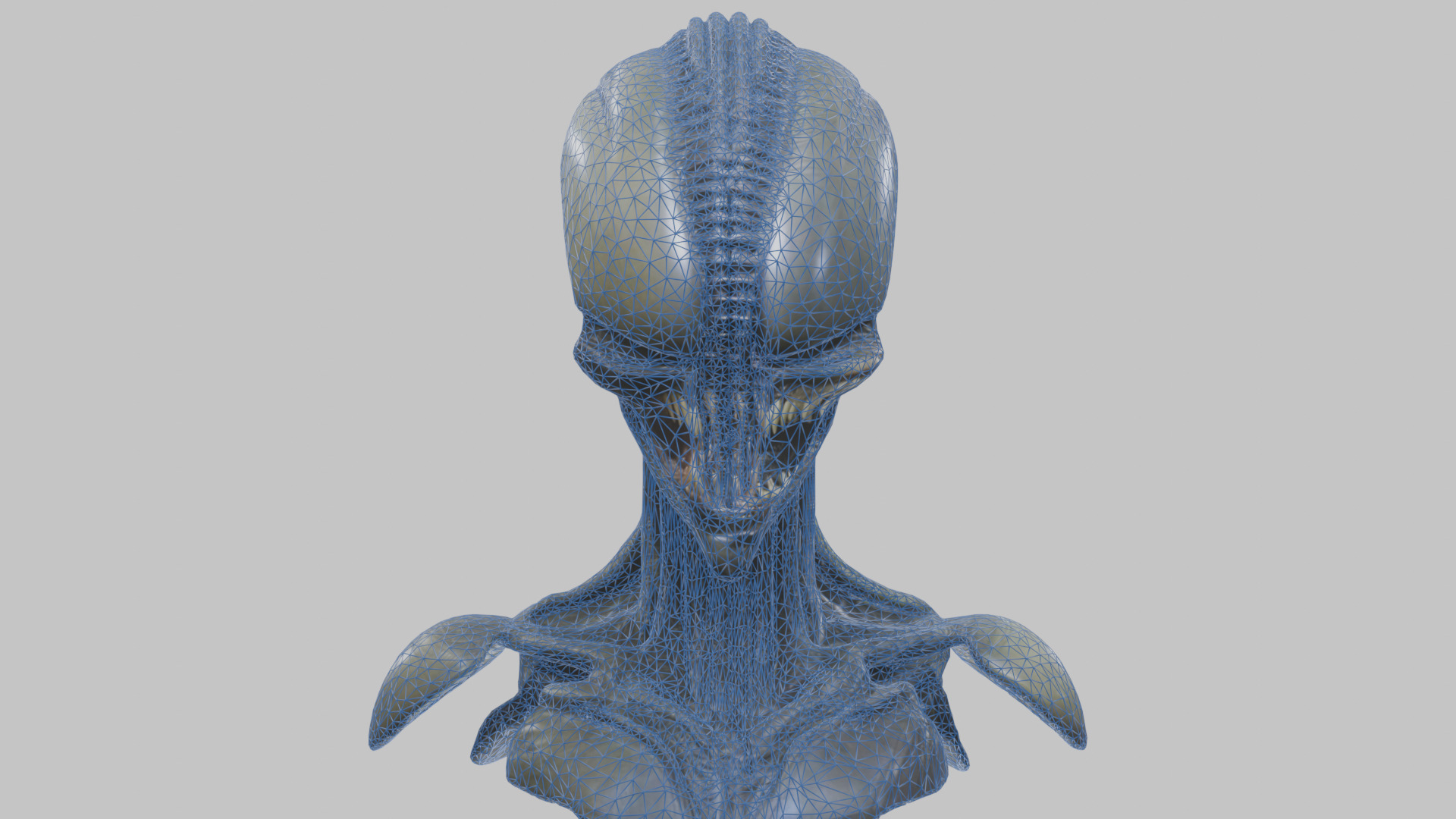Alien Xenomorph Head Bust 3 texture Version Low-poly 3D model_28