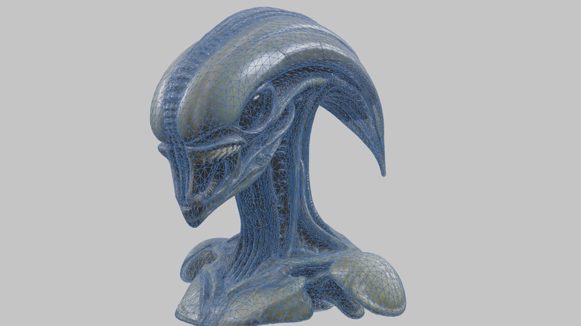 Alien Xenomorph Head Bust 3 texture Version Low-poly 3D model_51