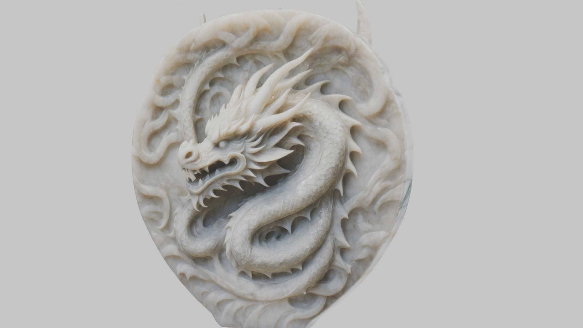 Detailed Medieval Dragon Head - Marble Sculpted Wall Mount  Low-poly 3D model_7