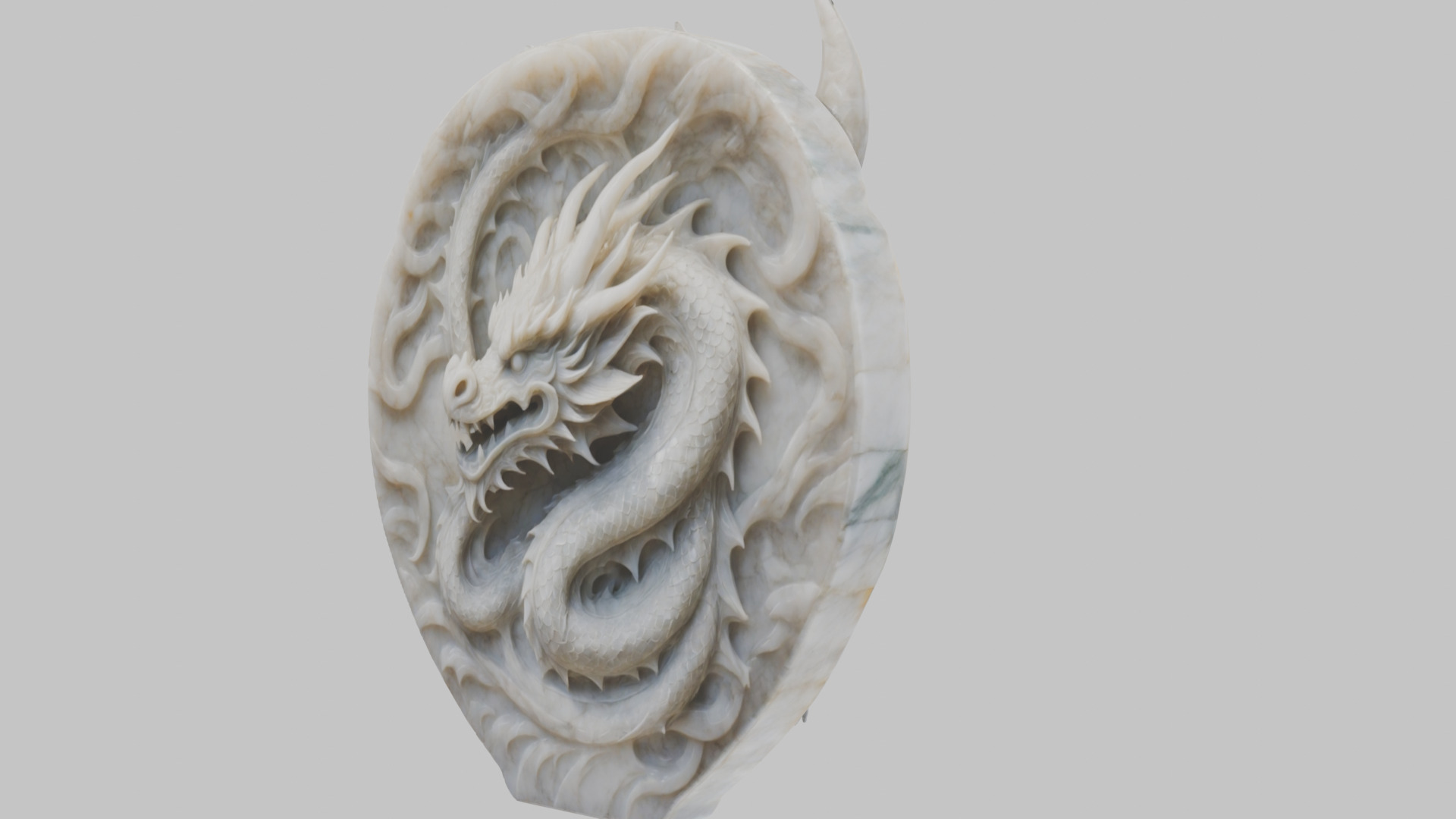 Detailed Medieval Dragon Head - Marble Sculpted Wall Mount  Low-poly 3D model_6