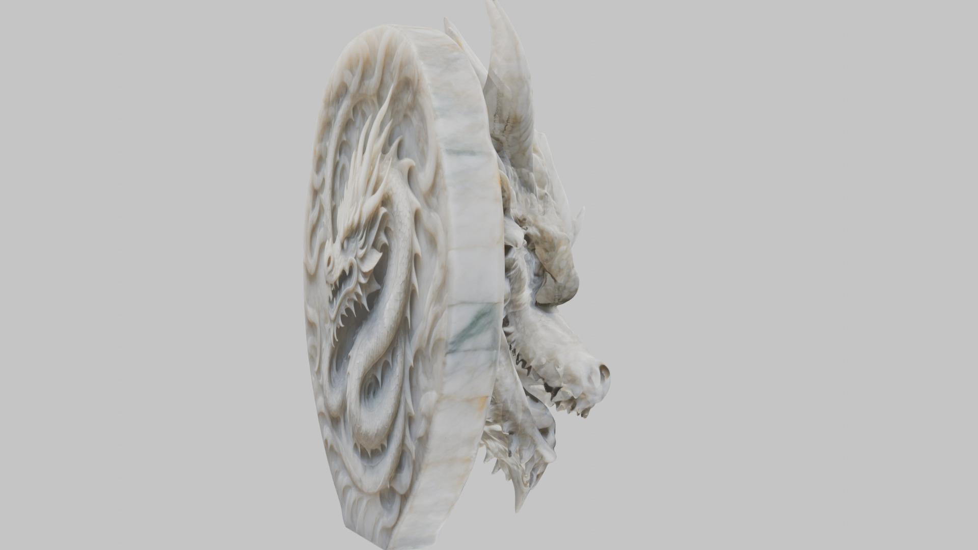 Detailed Medieval Dragon Head - Marble Sculpted Wall Mount  Low-poly 3D model_5