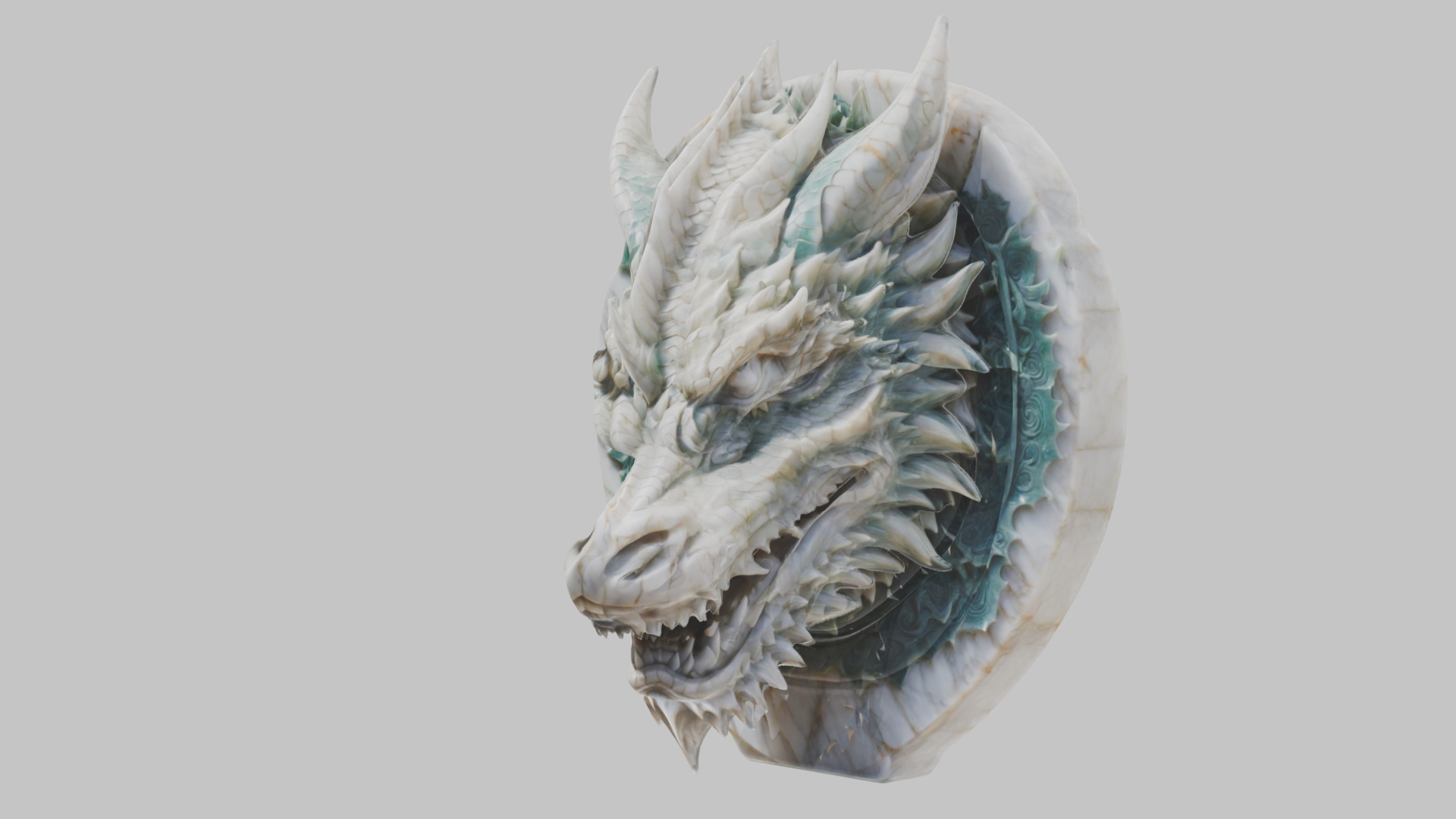 Detailed Medieval Dragon Head - Marble Sculpted Wall Mount  Low-poly 3D model_31
