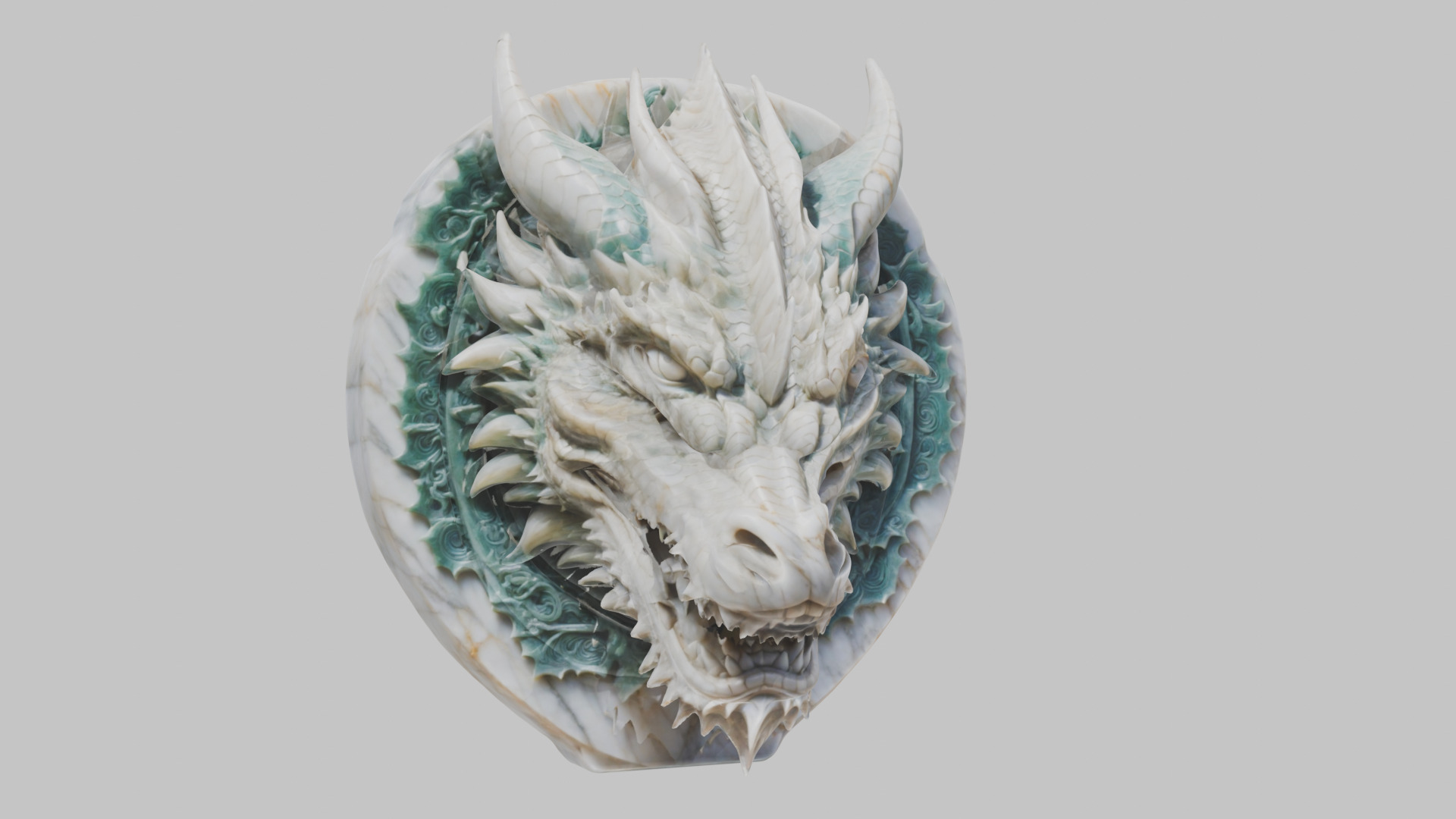 Detailed Medieval Dragon Head - Marble Sculpted Wall Mount  Low-poly 3D model_18