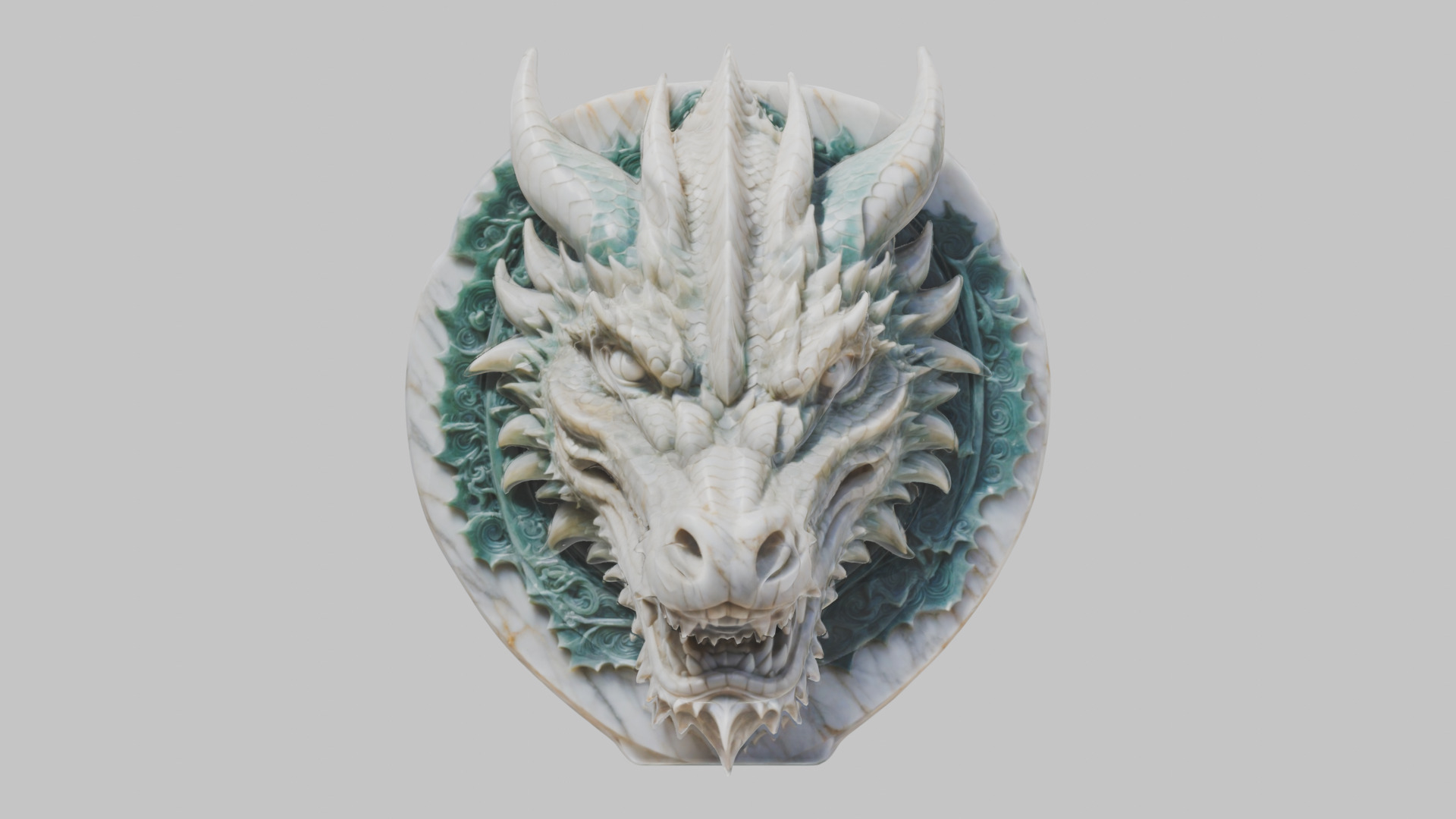 Detailed Medieval Dragon Head - Marble Sculpted Wall Mount  Low-poly 3D model_17