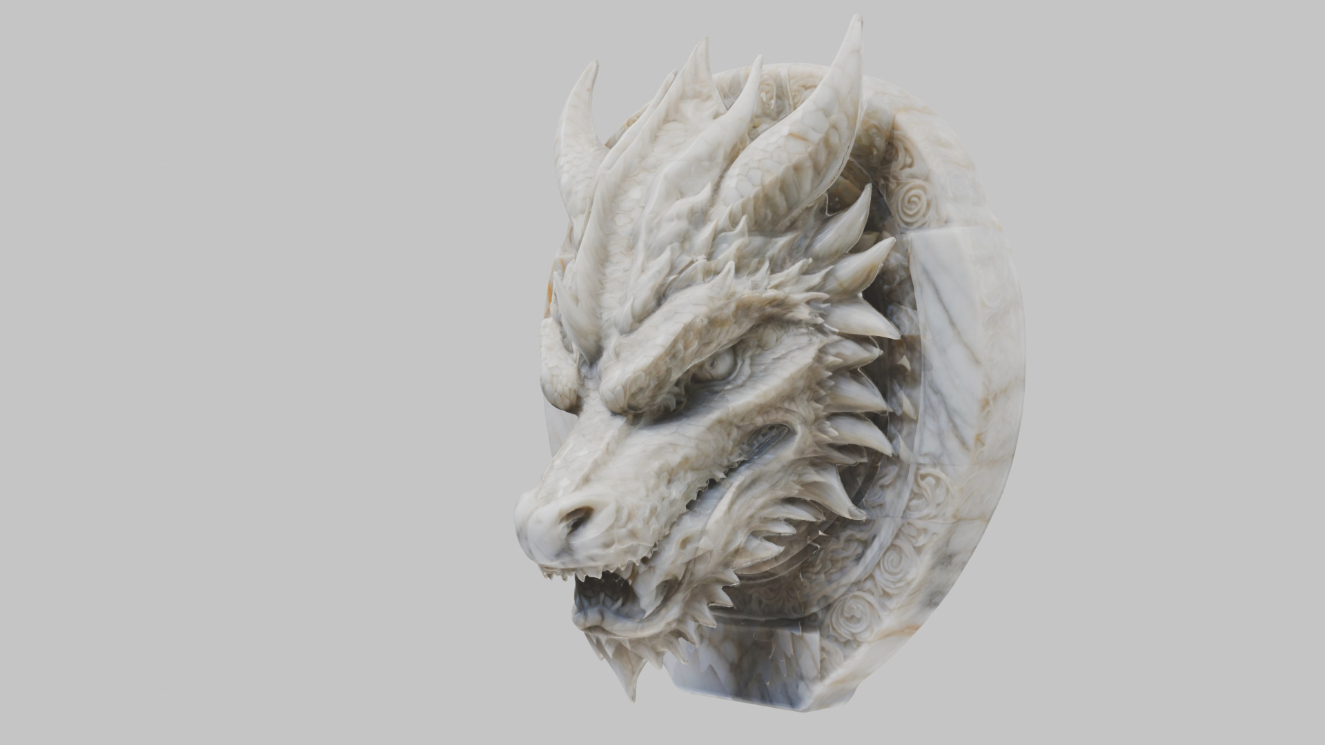 Detailed Medieval Dragon Head - Marble Sculpted Wall Mount  Low-poly 3D model_14