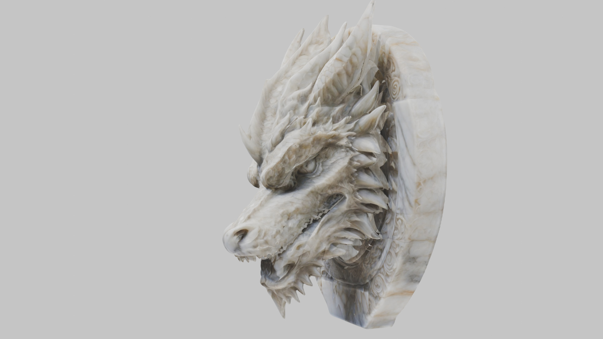 Detailed Medieval Dragon Head - Marble Sculpted Wall Mount  Low-poly 3D model_13