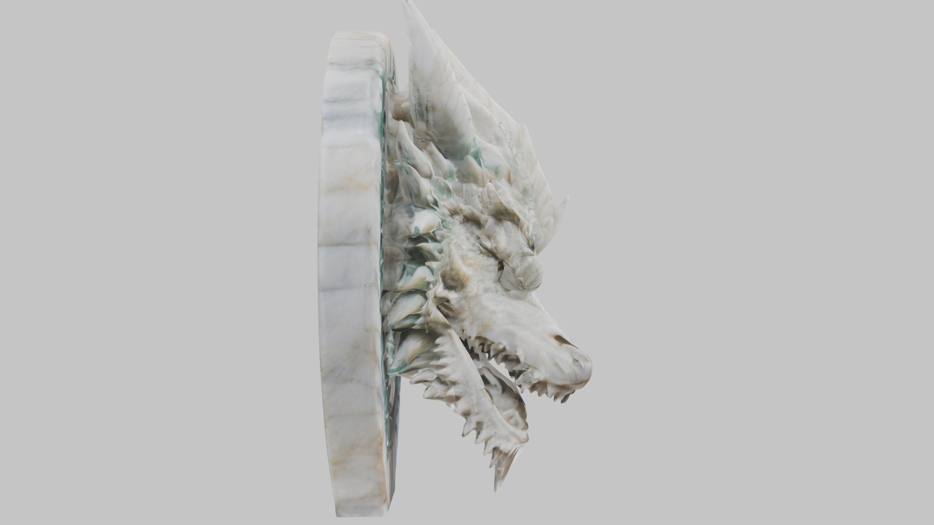 Detailed Medieval Dragon Head - Marble Sculpted Wall Mount  Low-poly 3D model_21