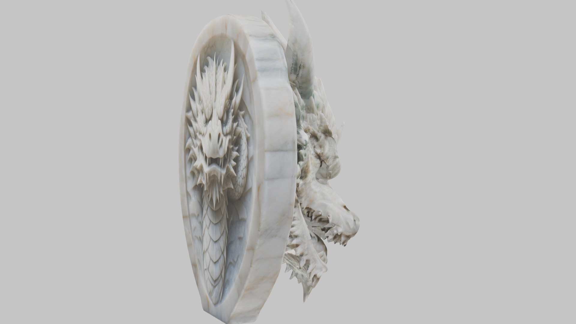 Detailed Medieval Dragon Head - Marble Sculpted Wall Mount  Low-poly 3D model_22