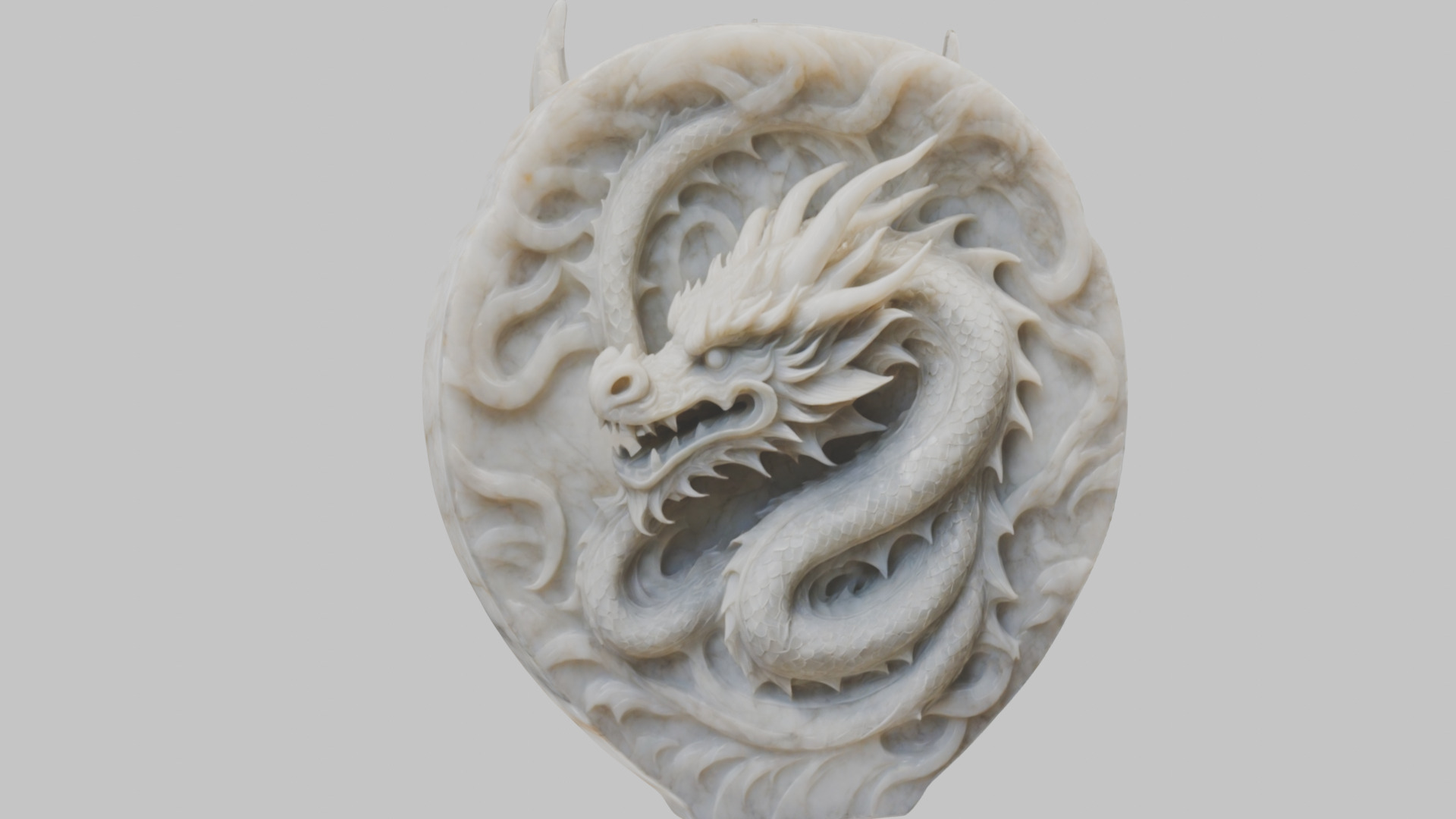 Detailed Medieval Dragon Head - Marble Sculpted Wall Mount  Low-poly 3D model_9