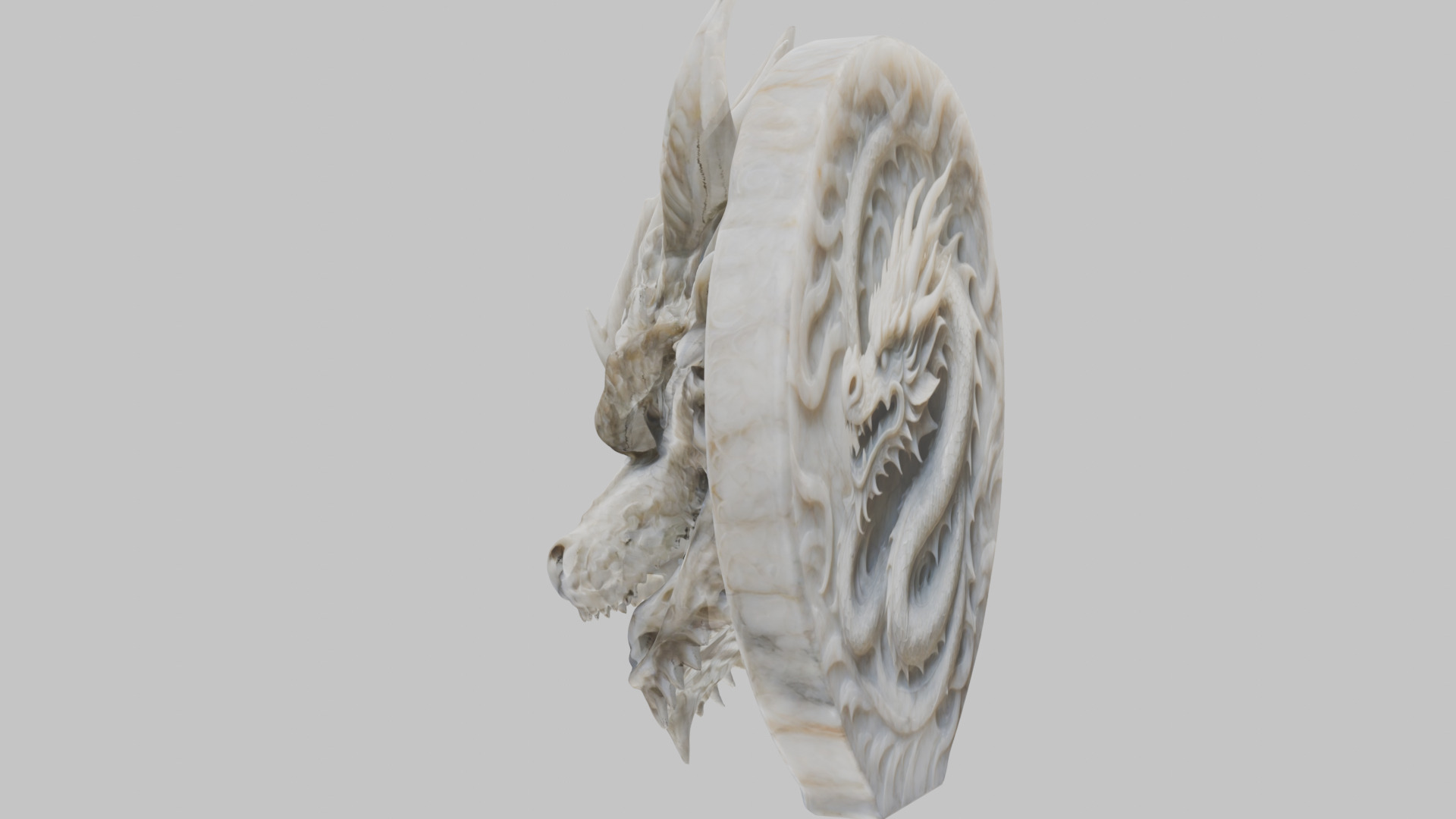 Detailed Medieval Dragon Head - Marble Sculpted Wall Mount  Low-poly 3D model_11