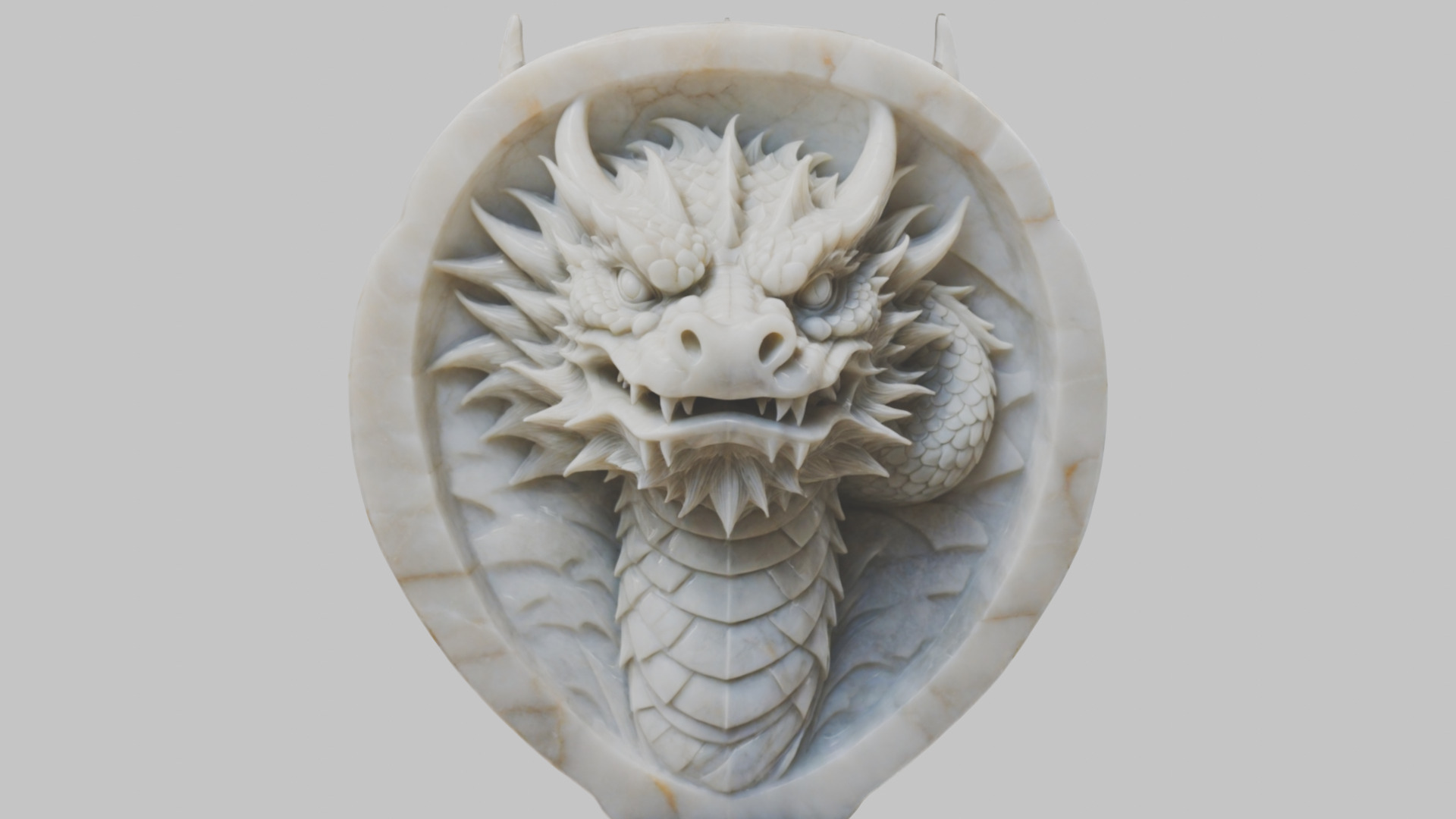 Detailed Medieval Dragon Head - Marble Sculpted Wall Mount  Low-poly 3D model_25