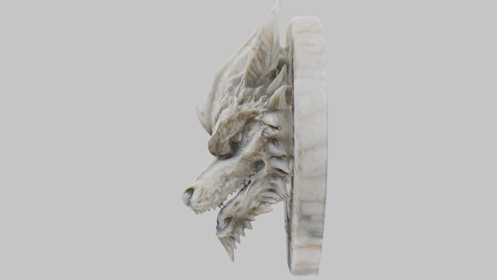 Detailed Medieval Dragon Head - Marble Sculpted Wall Mount  Low-poly 3D model_12