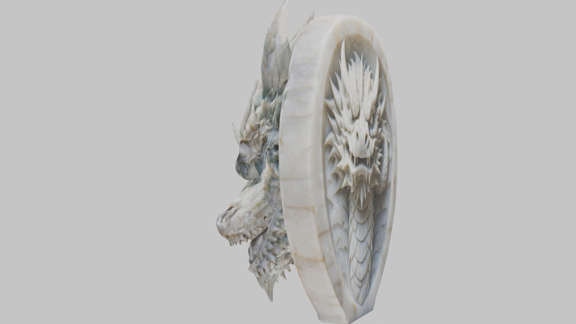 Detailed Medieval Dragon Head - Marble Sculpted Wall Mount  Low-poly 3D model_28