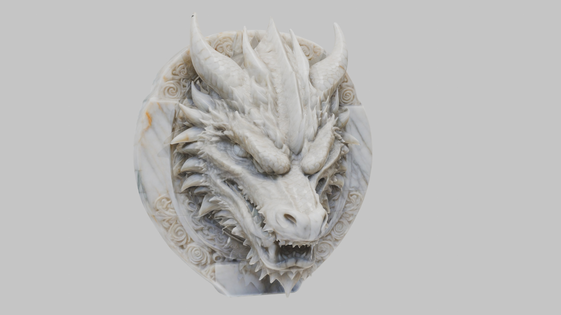 Detailed Medieval Dragon Head - Marble Sculpted Wall Mount  Low-poly 3D model_1