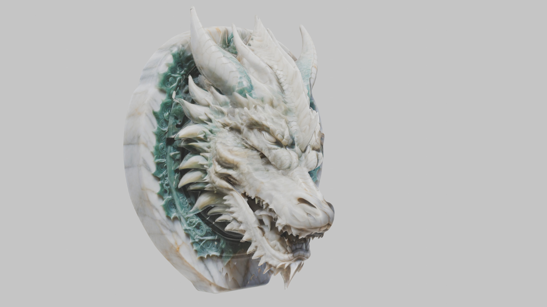 Detailed Medieval Dragon Head - Marble Sculpted Wall Mount  Low-poly 3D model_19