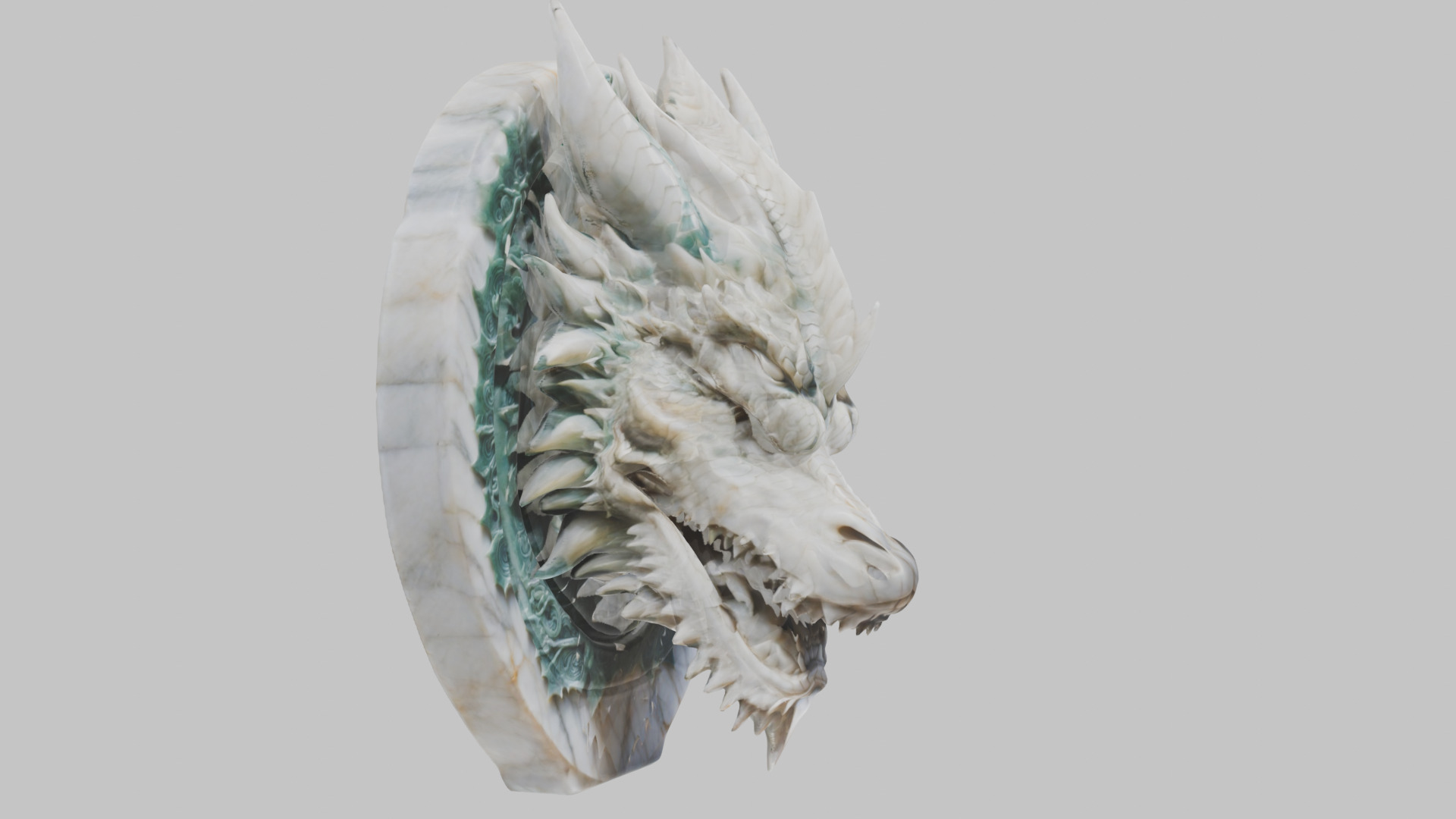 Detailed Medieval Dragon Head - Marble Sculpted Wall Mount  Low-poly 3D model_20