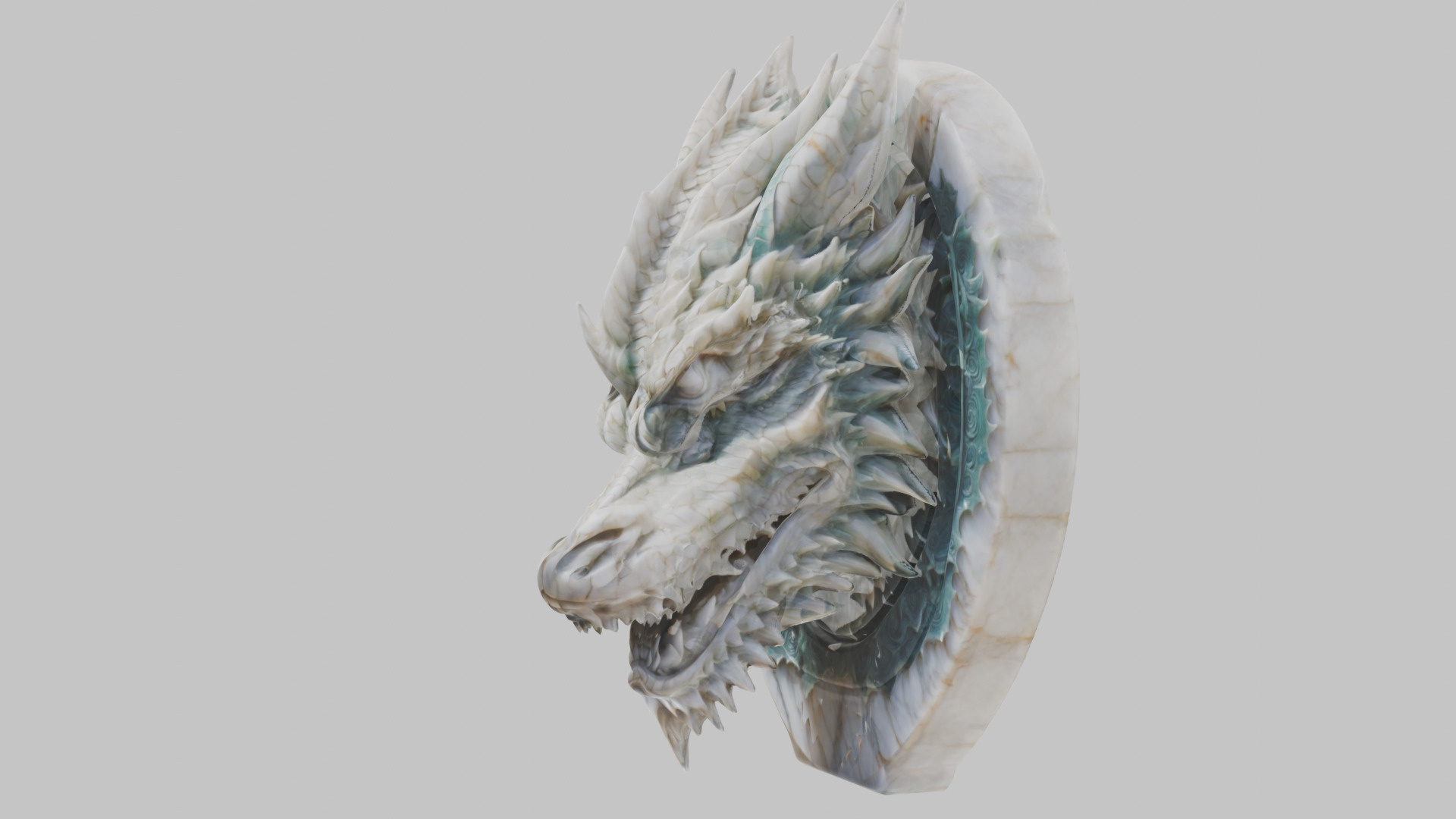 Detailed Medieval Dragon Head - Marble Sculpted Wall Mount  Low-poly 3D model_30