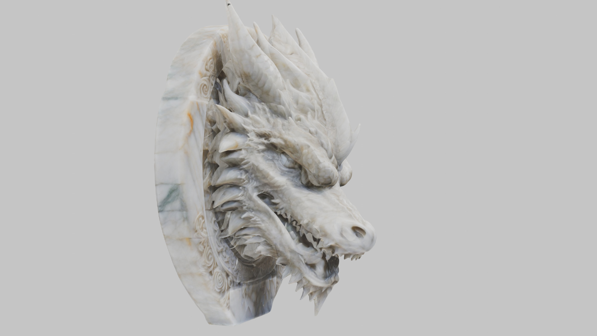 Detailed Medieval Dragon Head - Marble Sculpted Wall Mount  Low-poly 3D model_3