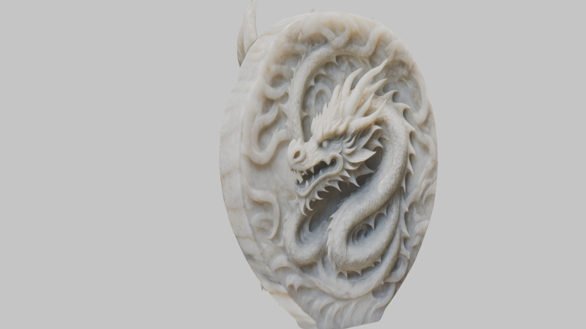 Detailed Medieval Dragon Head - Marble Sculpted Wall Mount  Low-poly 3D model_10