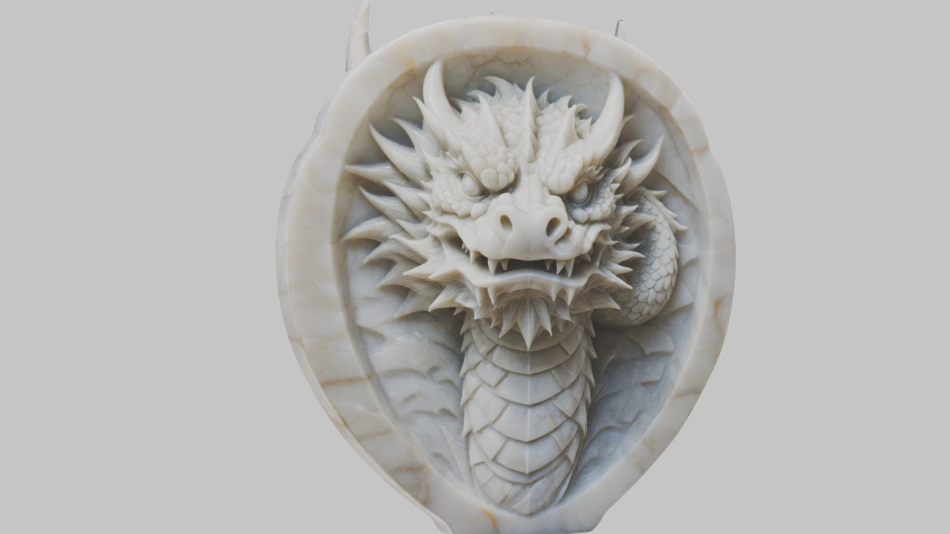 Detailed Medieval Dragon Head - Marble Sculpted Wall Mount  Low-poly 3D model_26