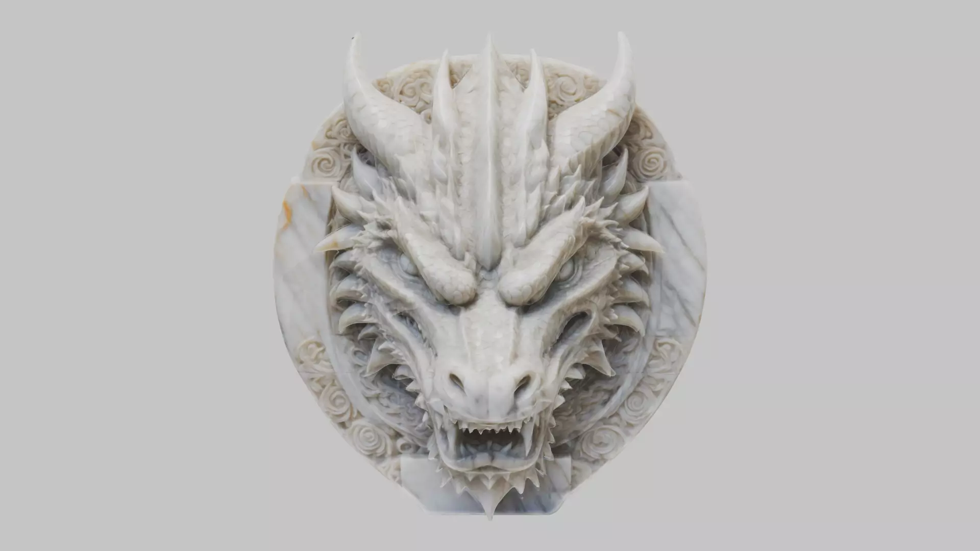 Detailed Medieval Dragon Head - Marble Sculpted Wall Mount  Low-poly 3D model_0