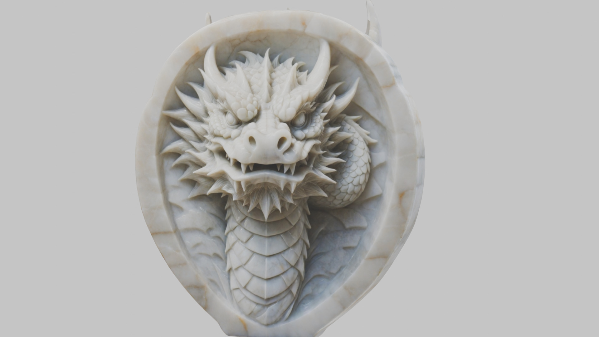 Detailed Medieval Dragon Head - Marble Sculpted Wall Mount  Low-poly 3D model_24