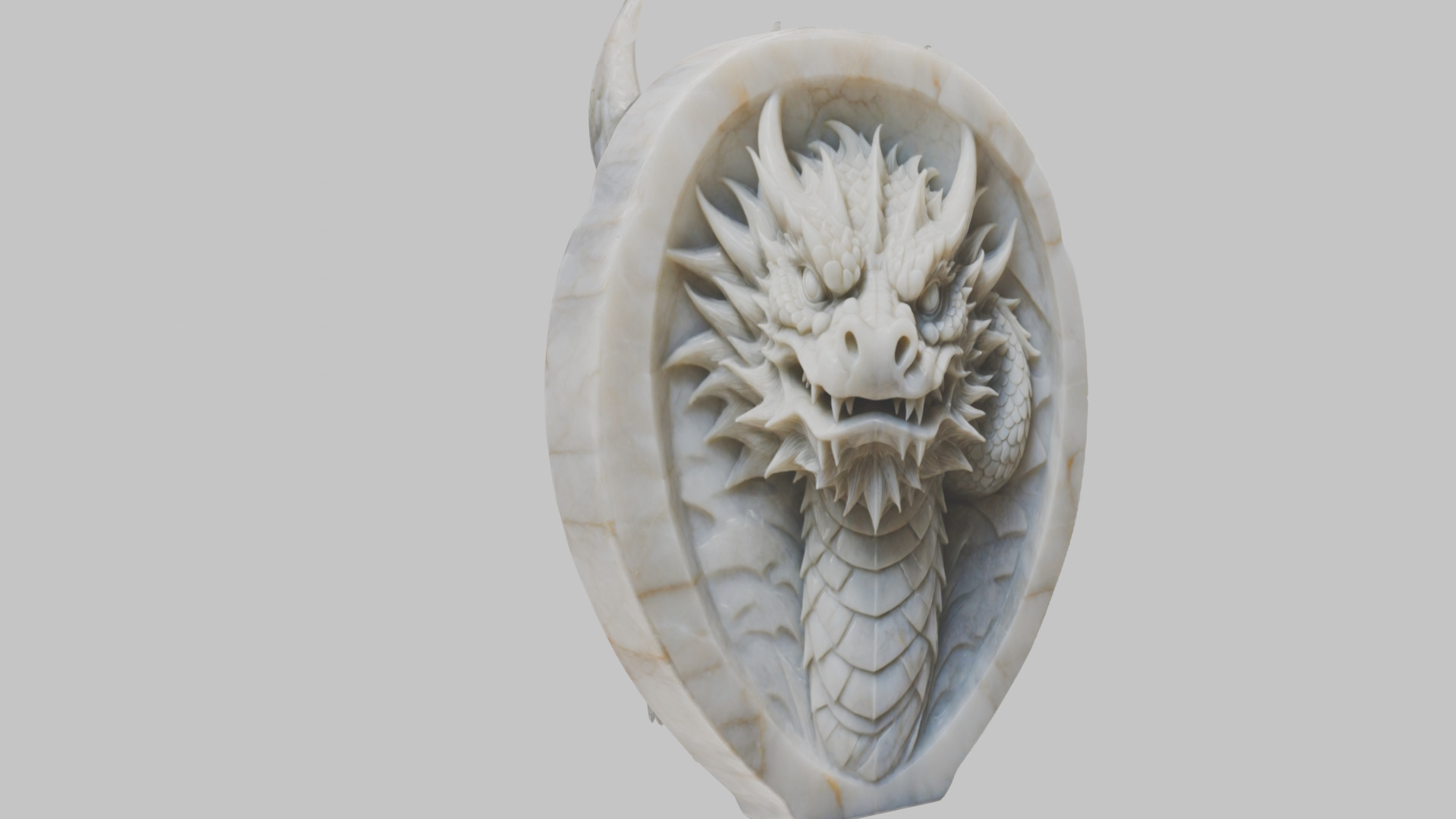 Detailed Medieval Dragon Head - Marble Sculpted Wall Mount  Low-poly 3D model_27