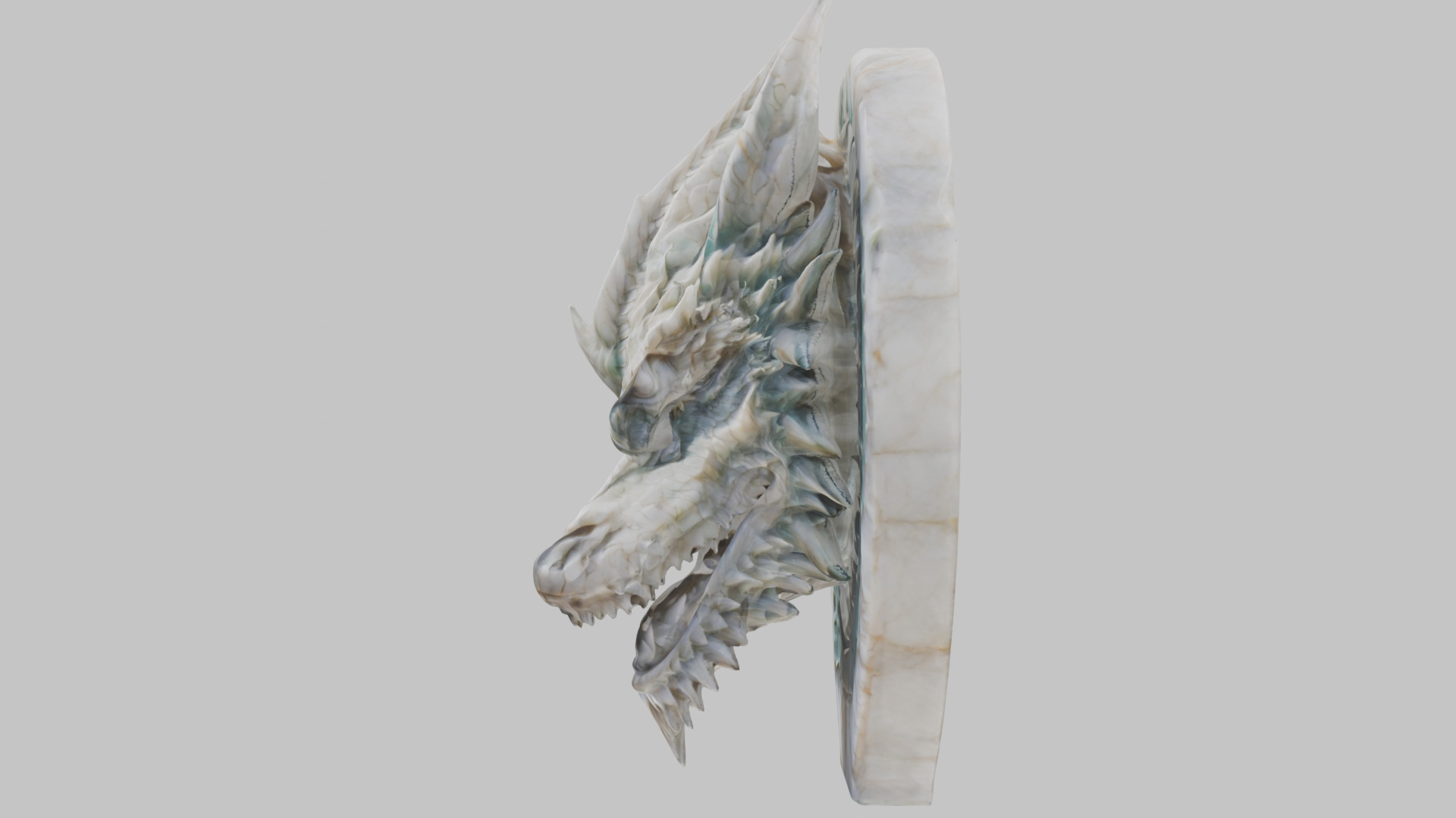 Detailed Medieval Dragon Head - Marble Sculpted Wall Mount  Low-poly 3D model_29