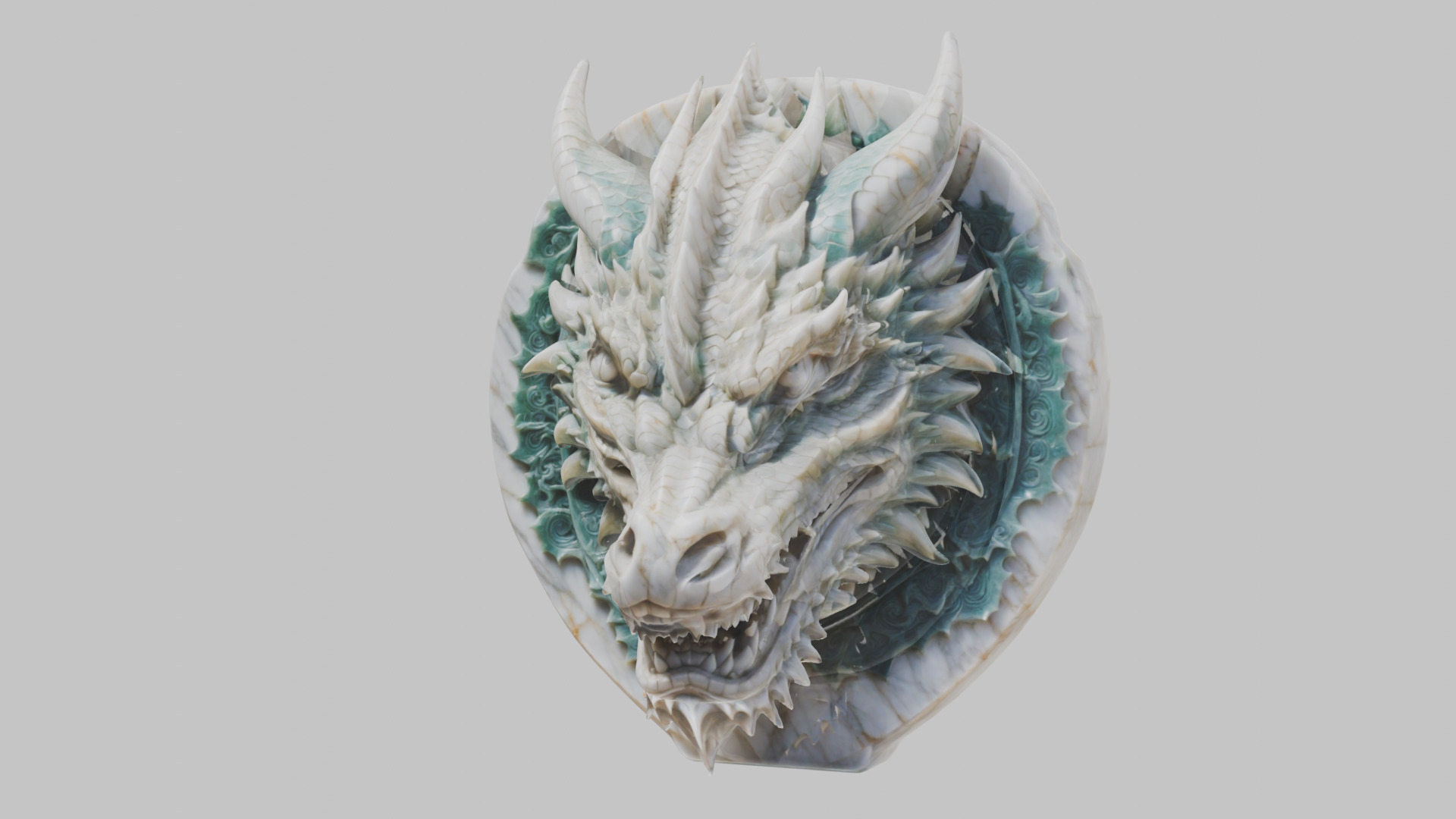 Detailed Medieval Dragon Head - Marble Sculpted Wall Mount  Low-poly 3D model_32