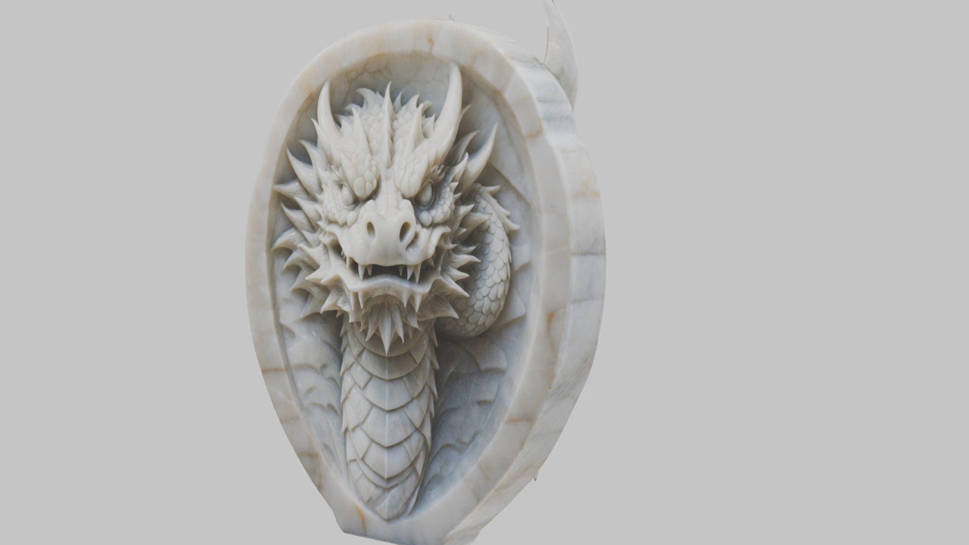 Detailed Medieval Dragon Head - Marble Sculpted Wall Mount  Low-poly 3D model_23