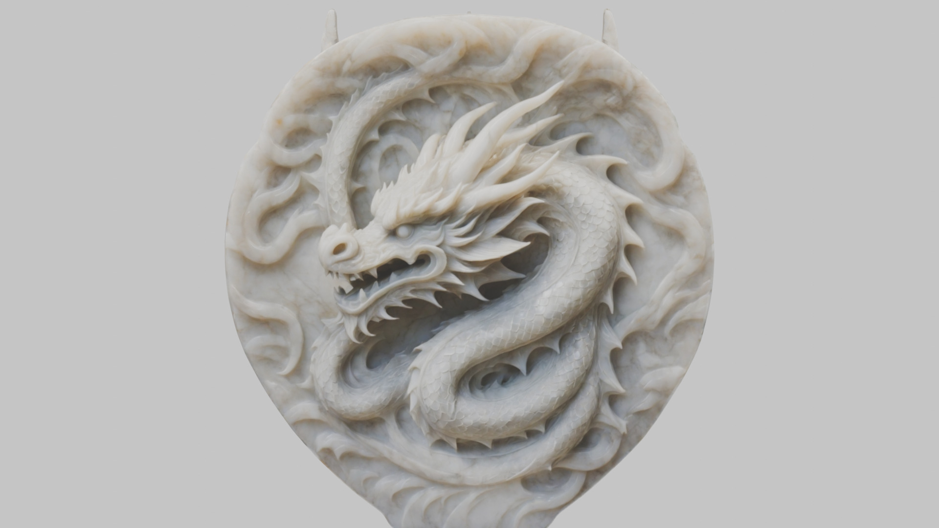 Detailed Medieval Dragon Head - Marble Sculpted Wall Mount  Low-poly 3D model_8