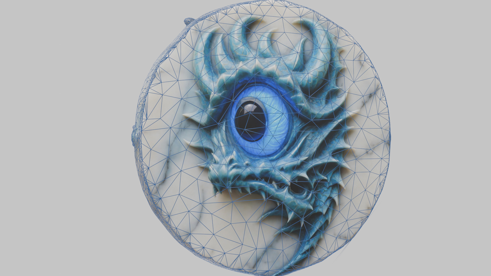 Medieval Dragon Head Bust Marble Sculpture Low-poly 3D model_26