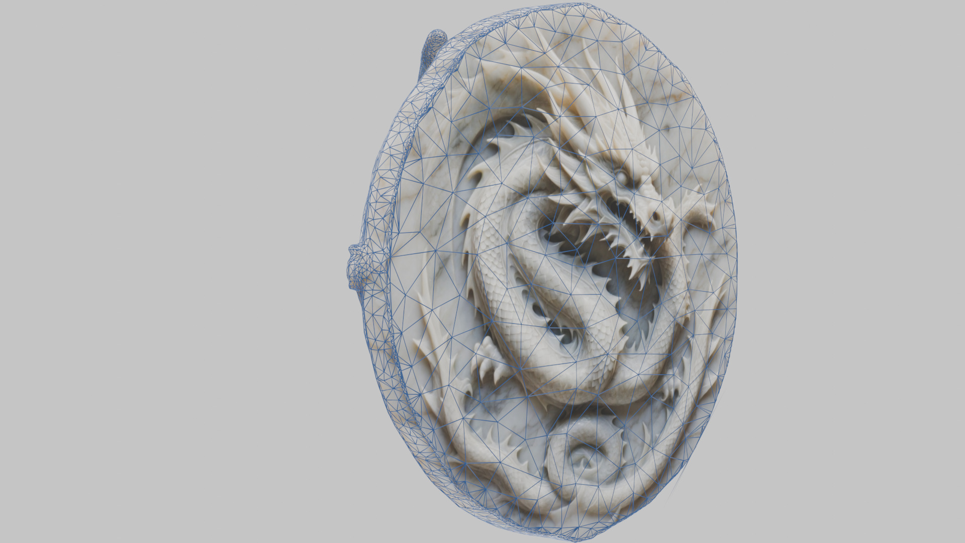 Medieval Dragon Head Bust Marble Sculpture Low-poly 3D model_58